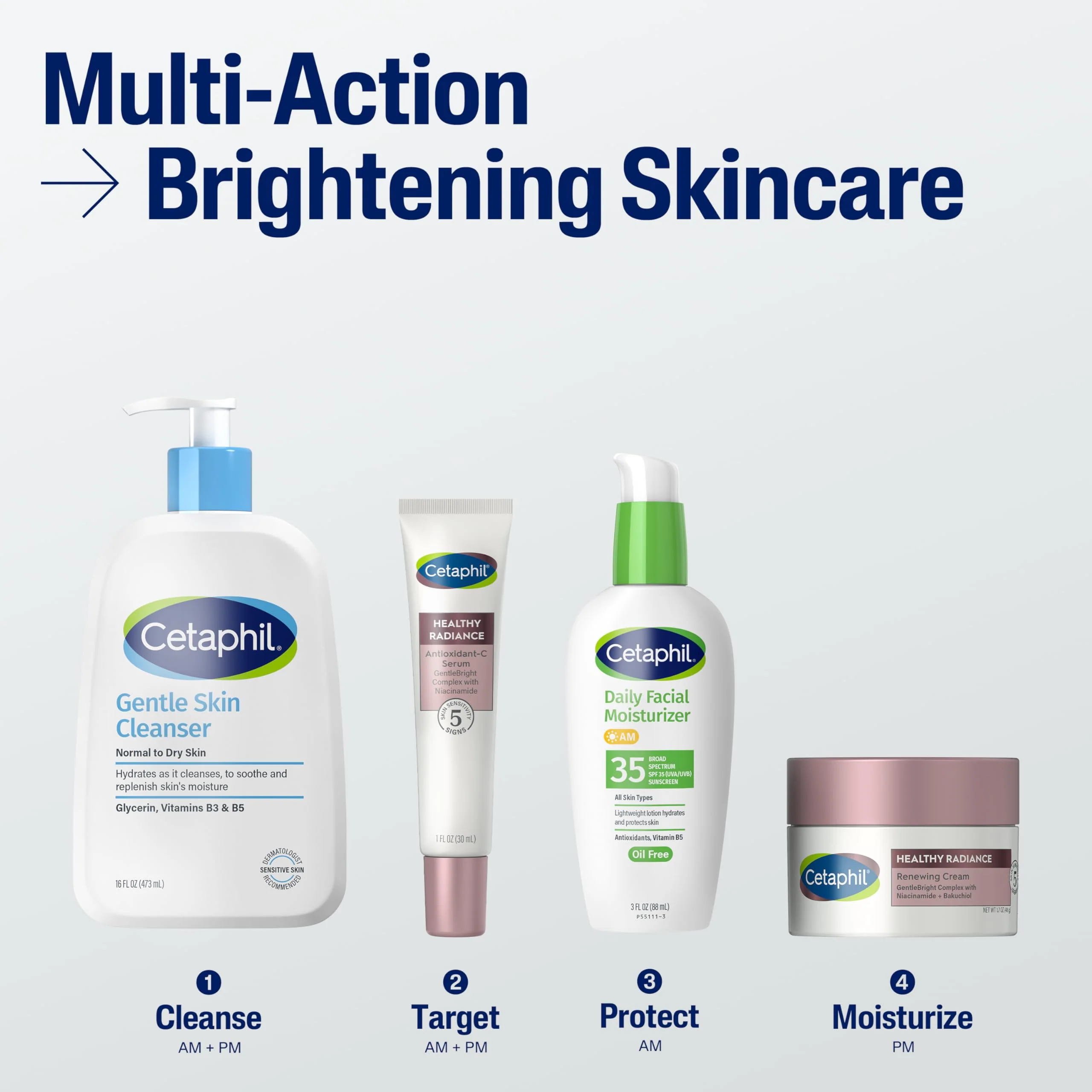 Cetaphil Face Cream, Healthy Radiance Renewing Cream, Visibly Reduces Look of Dark Spots, Brightening Lotion, Designed for Sensitive Skin, Hypoallergenic, Fragrance Free, 1.7oz - Image 7