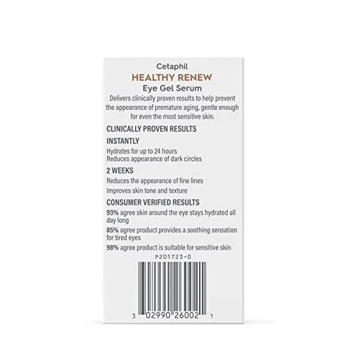 Cetaphil Healthy Renew Hydrating Eye Gel Serum 0.5 Oz, 24Hr Under Eye Cream for Anti Aging, Reduces the Appearance of Dark Circles and Wrinkles, Retinol Alternative Peptide Serum, For Sensitive Skin - Image 2