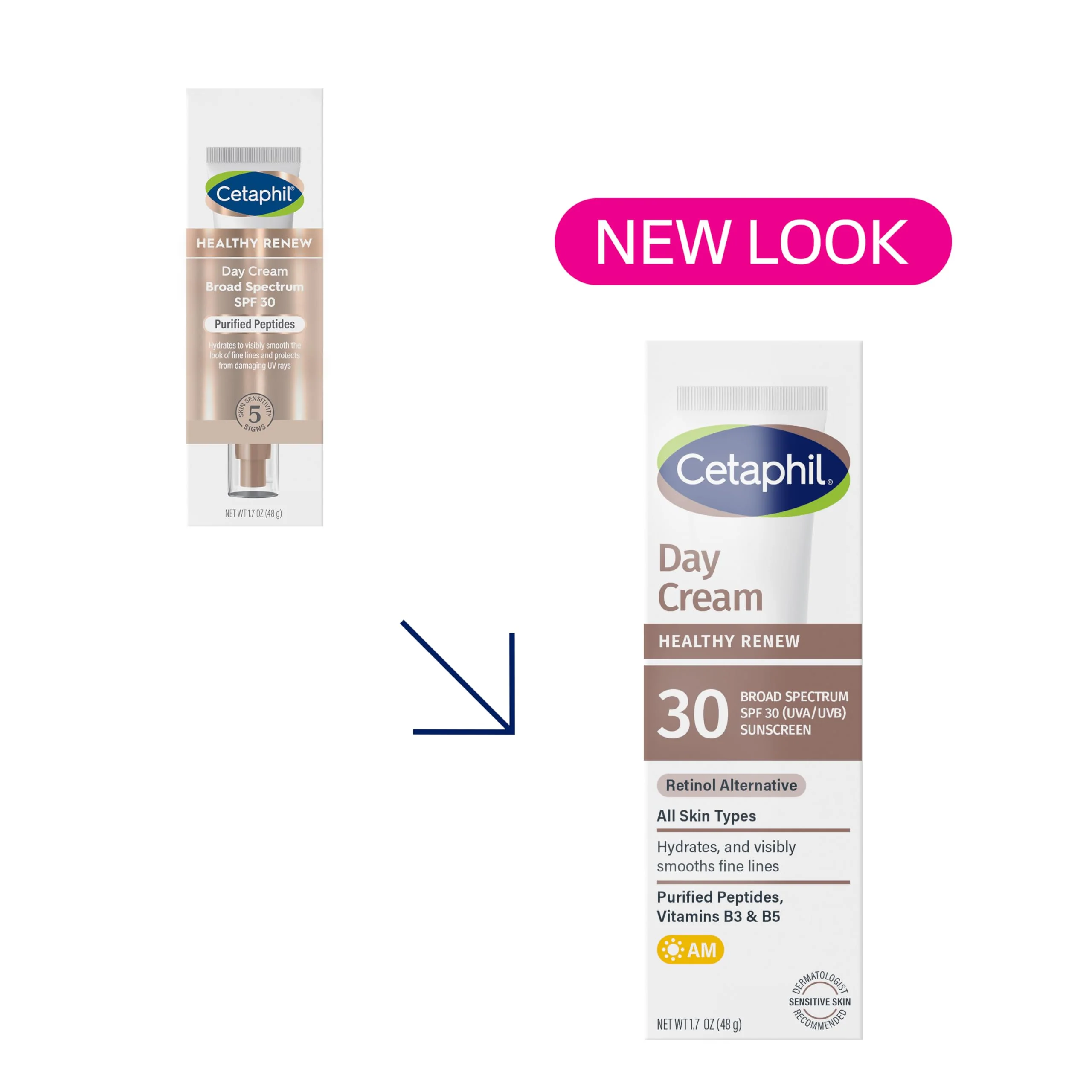 Cetaphil Healthy Renew Moisturizing Day Cream 1.7 Oz, Daily Moisturizer with SPF 30, Skin Tightening Anti Wrinkle Cream for Face with Peptides, Fragrance Free, Retinol Alternative For Sensitive Skin - Image 13