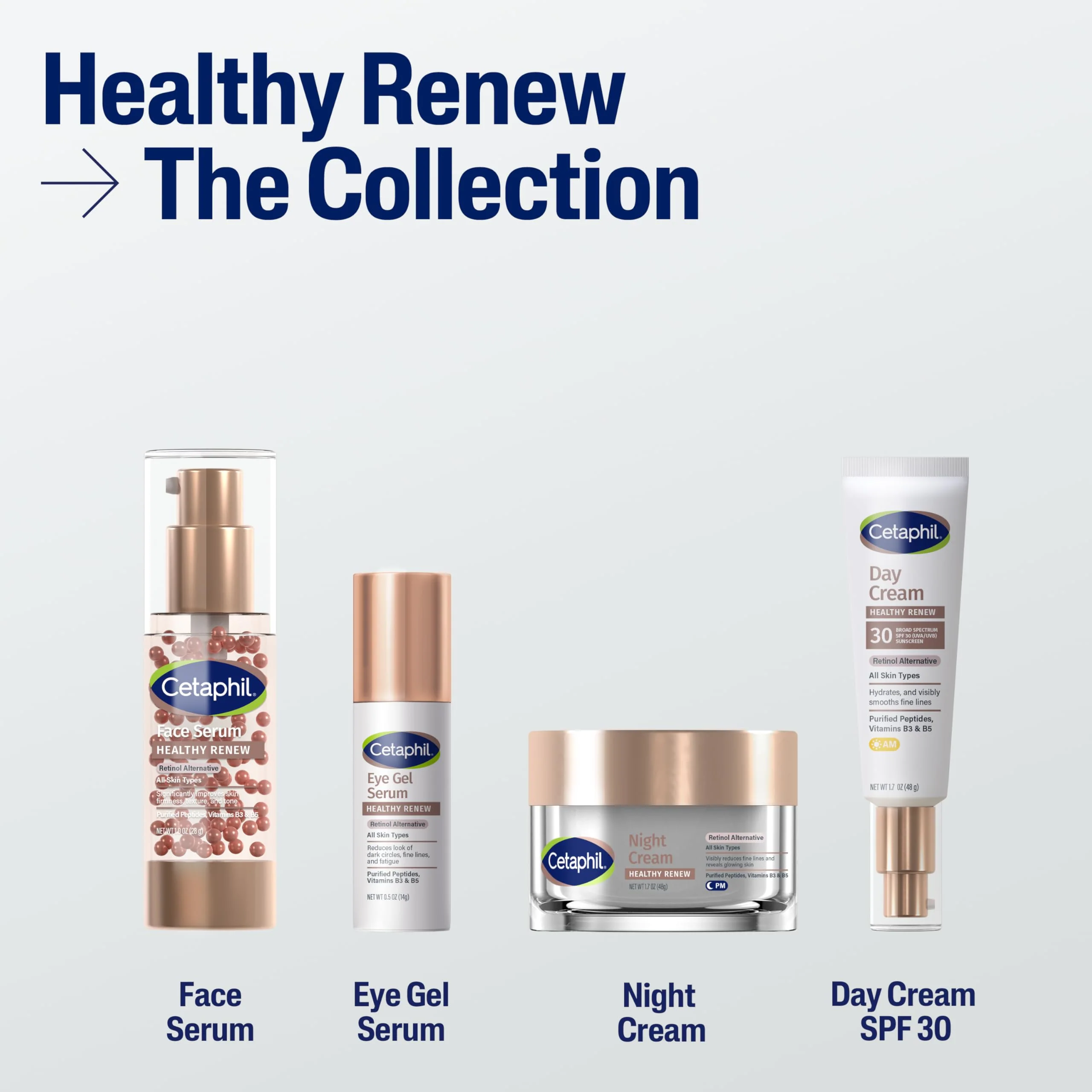 Cetaphil Healthy Renew Moisturizing Day Cream 1.7 Oz, Daily Moisturizer with SPF 30, Skin Tightening Anti Wrinkle Cream for Face with Peptides, Fragrance Free, Retinol Alternative For Sensitive Skin - Image 9