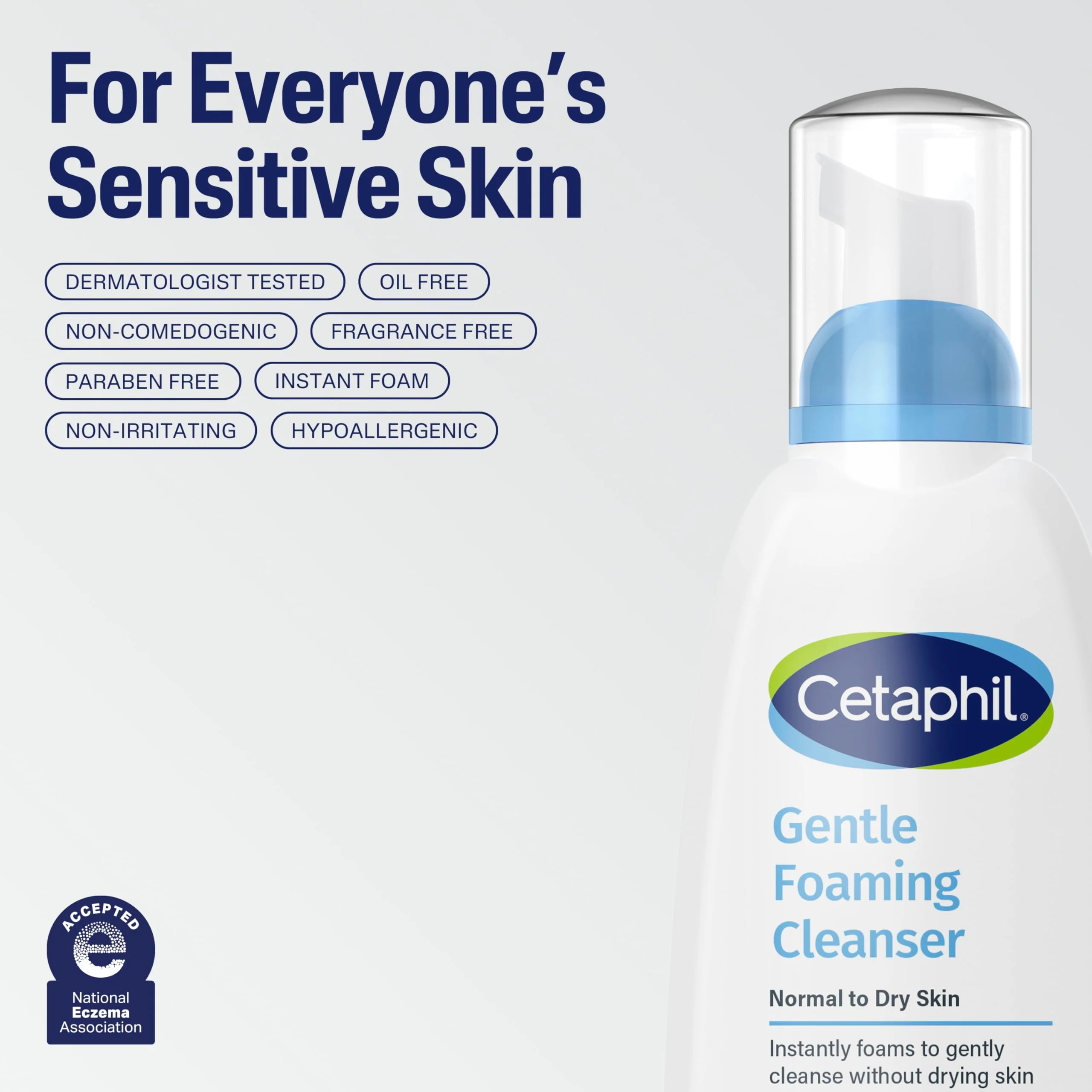 Cetaphil Oil Free Gentle Foaming Cleanser For Dry to Normal, Sensitive Skin, 8oz Pack of 2, Made with Glycerin and Vitamins B5 and E, Dermatologist Tested, Hypoallergenic, Soap and Fragrance Free - Image 4