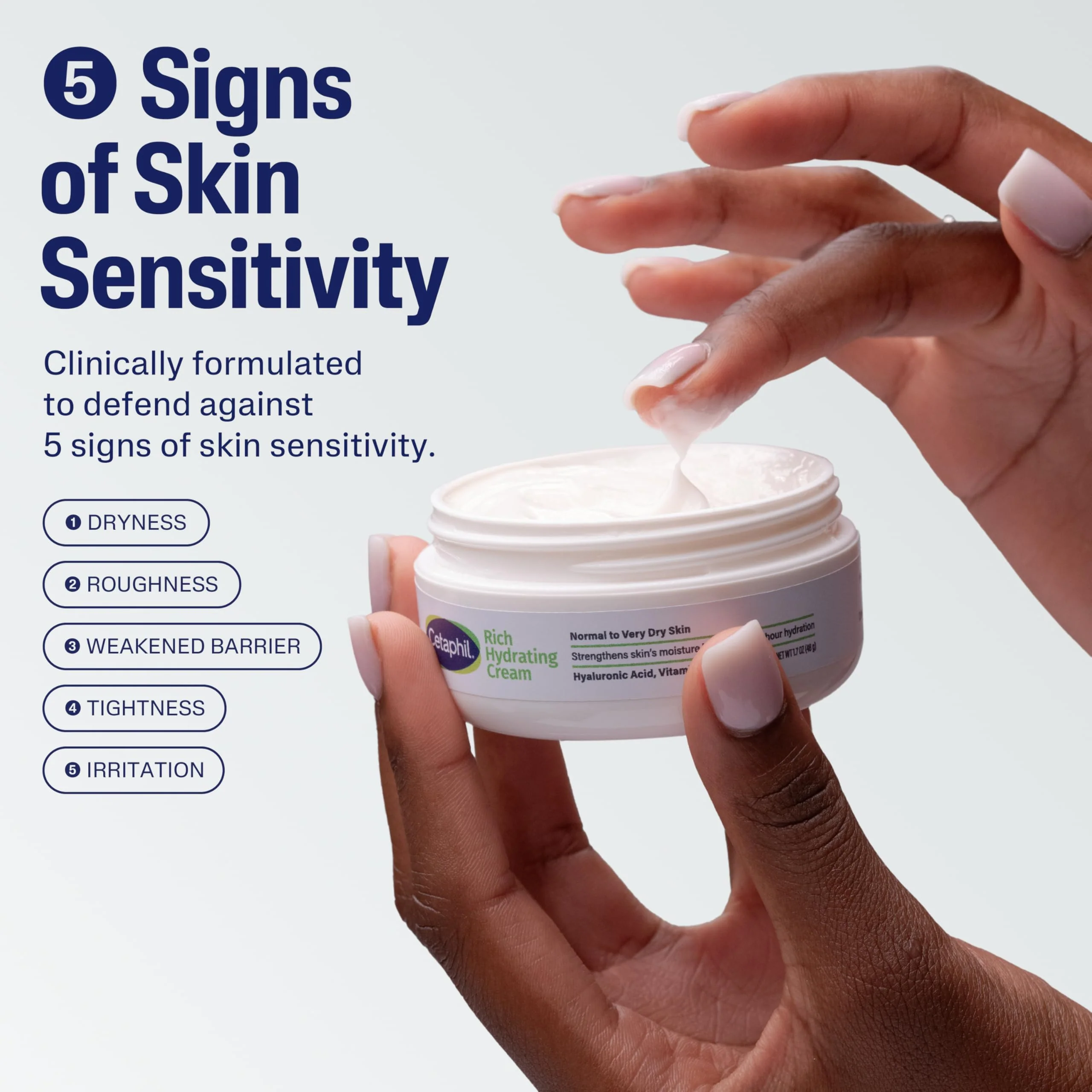 CETAPHIL Rich Hydrating Night Cream For Face, With Hyaluronic Acid, 1.7 oz, Moisturizing Cream For Dry To Very Dry Skin, No Added Fragrance, (Packaging May Vary) - Image 8