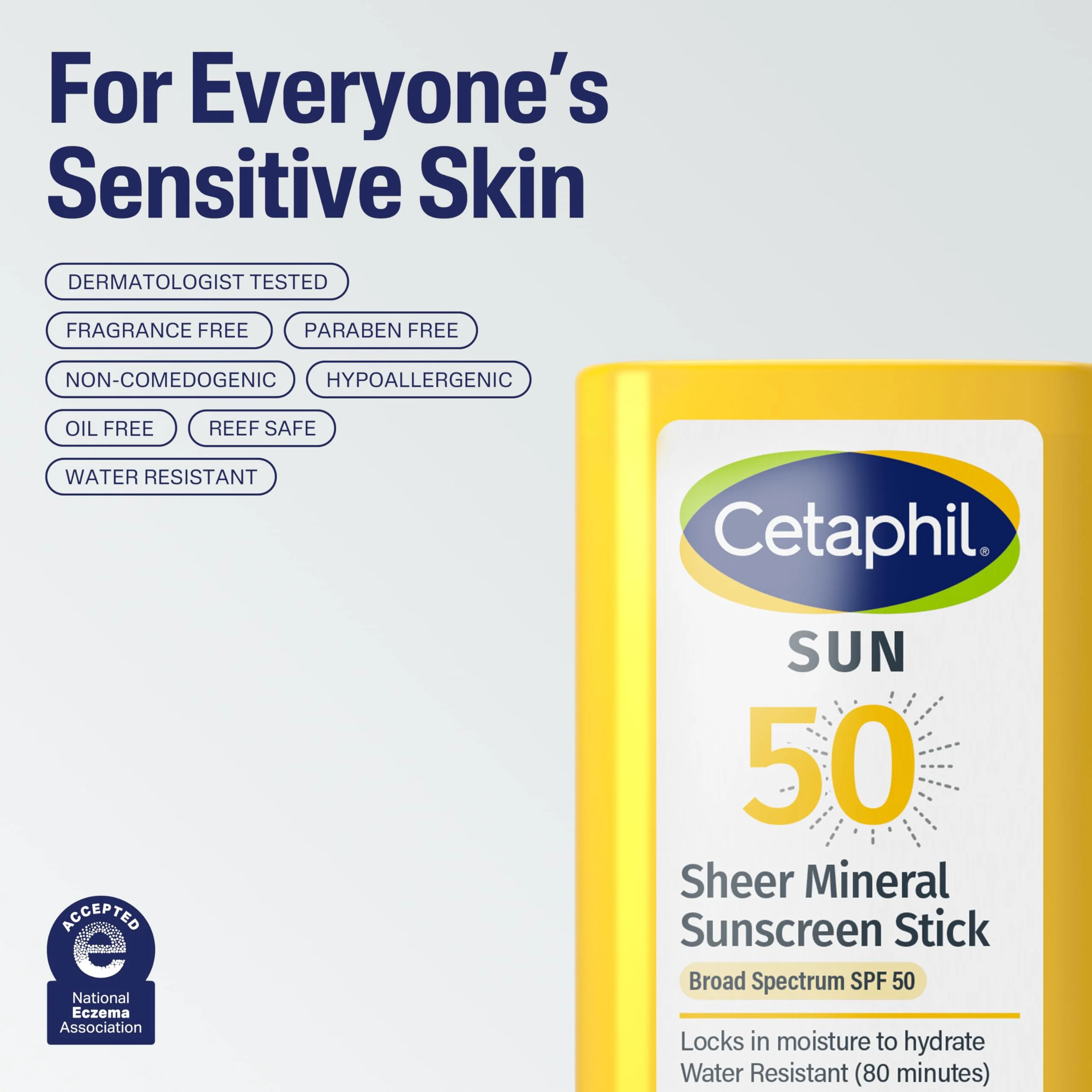 Cetaphil Sheer Mineral Sunscreen Stick for Face & Body, 0.5oz, 100% UVA/UVB Mineral Sunscreen: Zinc Oxide & Titanium Dioxide, Broad Spectrum SPF 50, For Sensitive Skin - Image 5