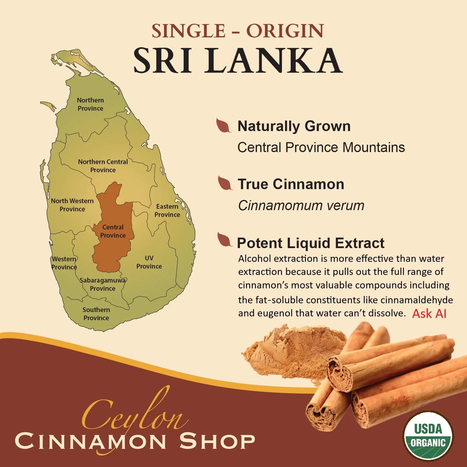 Ceylon Cinnamon Shop CinnaGold™ Organic Ceylon Cinnamon (100% Certified) Supplement, High-Potency Liquid Extract, 4 oz. – Super Antioxidant - Image 4