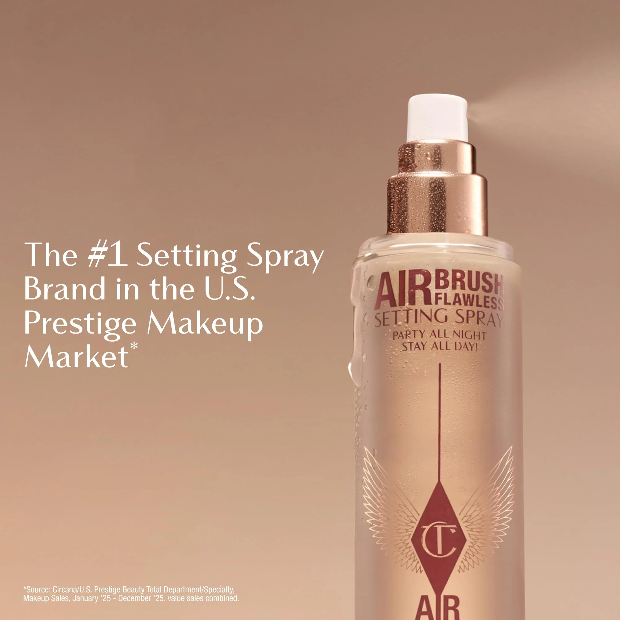 Charlotte Tilbury Airbrush Flawless Setting Spray - Ultra-Fine Hydrating Mist to Prime & Set Face Makeup For Up to 16Hr - Soothes, Blurs Pores & Calms Skin (100ml) - Image 6