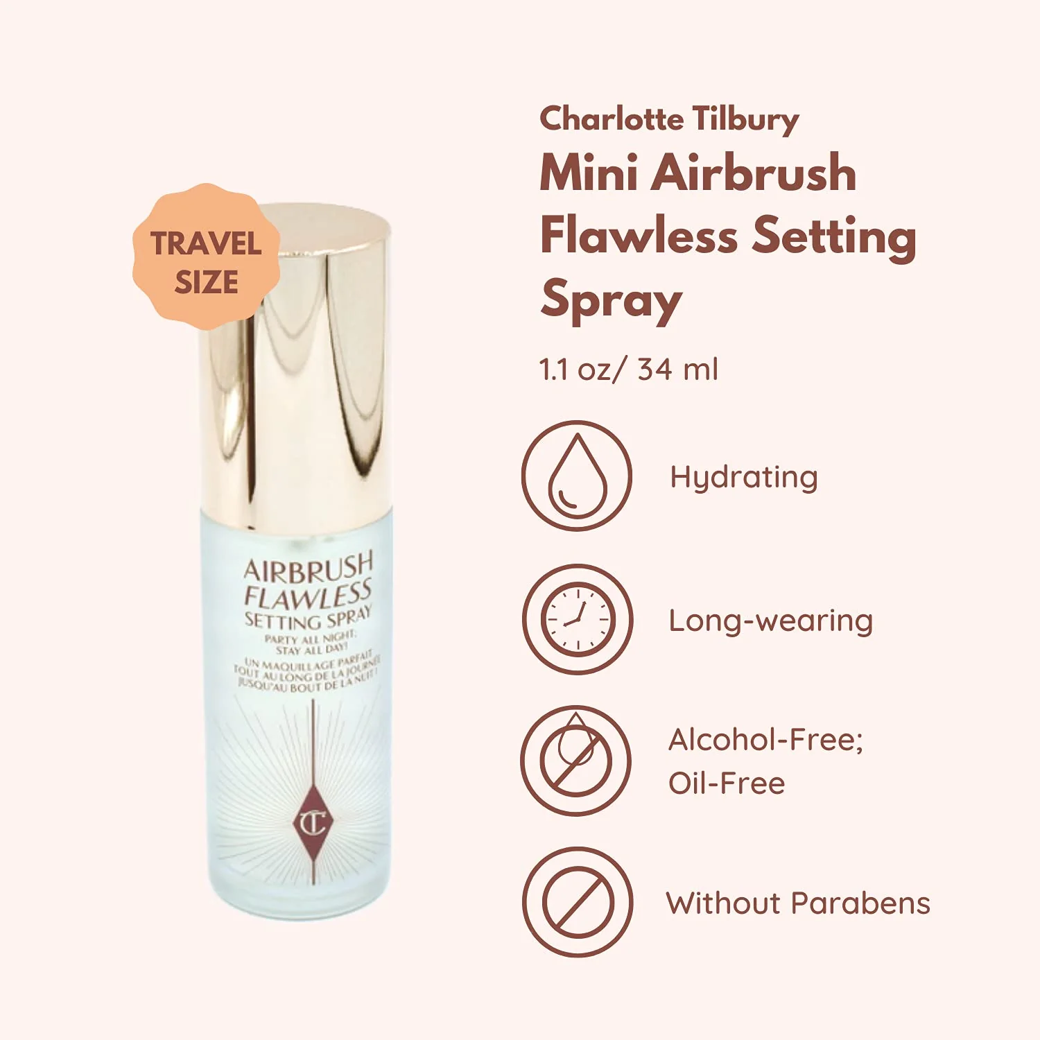 Charlotte Tilbury Airbrush Flawless Setting Spray - Ultra-Fine Hydrating Mist to Prime & Set Face Makeup For Up to 16Hr - Soothes, Blurs Pores & Calms Skin - Image 6