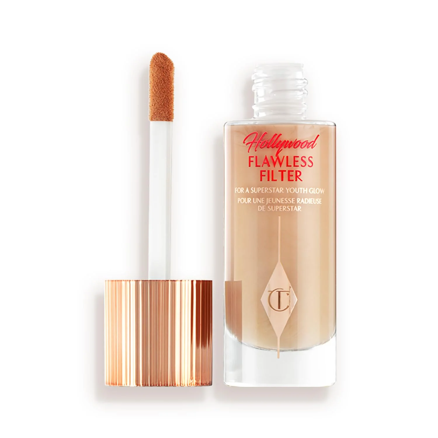 Charlotte Tilbury Hollywood Flawless Filter - Multi-Use Makeup Primer, Complexion Booster & Illuminating Liquid Highlighter with Sheer Coverage - Smooths & Blurs Skin - 4 Medium