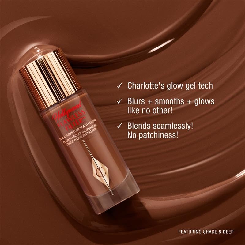 Charlotte Tilbury Hollywood Flawless Filter - Multi-Use Makeup Primer, Complexion Booster & Illuminating Liquid Highlighter with Sheer Coverage - Smooths & Blurs Skin - 4 Medium - Image 6