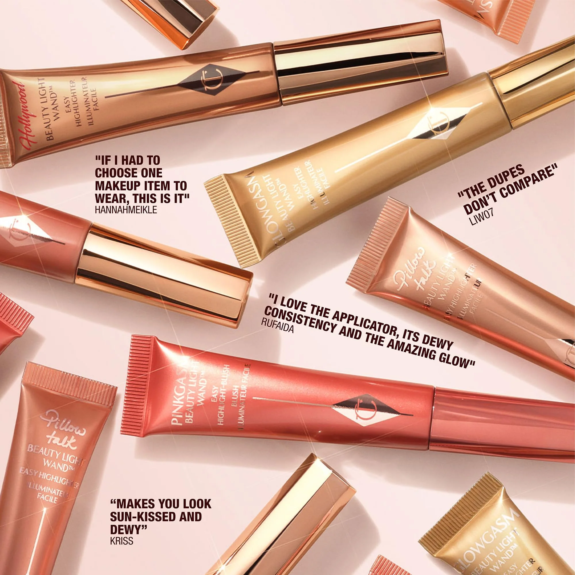 Charlotte Tilbury Pillow Talk Beauty Light Wand Liquid Highlighter Makeup - Soft-Focus Nude-Pink Highlighter & Blush for Cheeks - Pearlescent, Weightless Radiant Finish - Pillow Talk Medium - Image 2