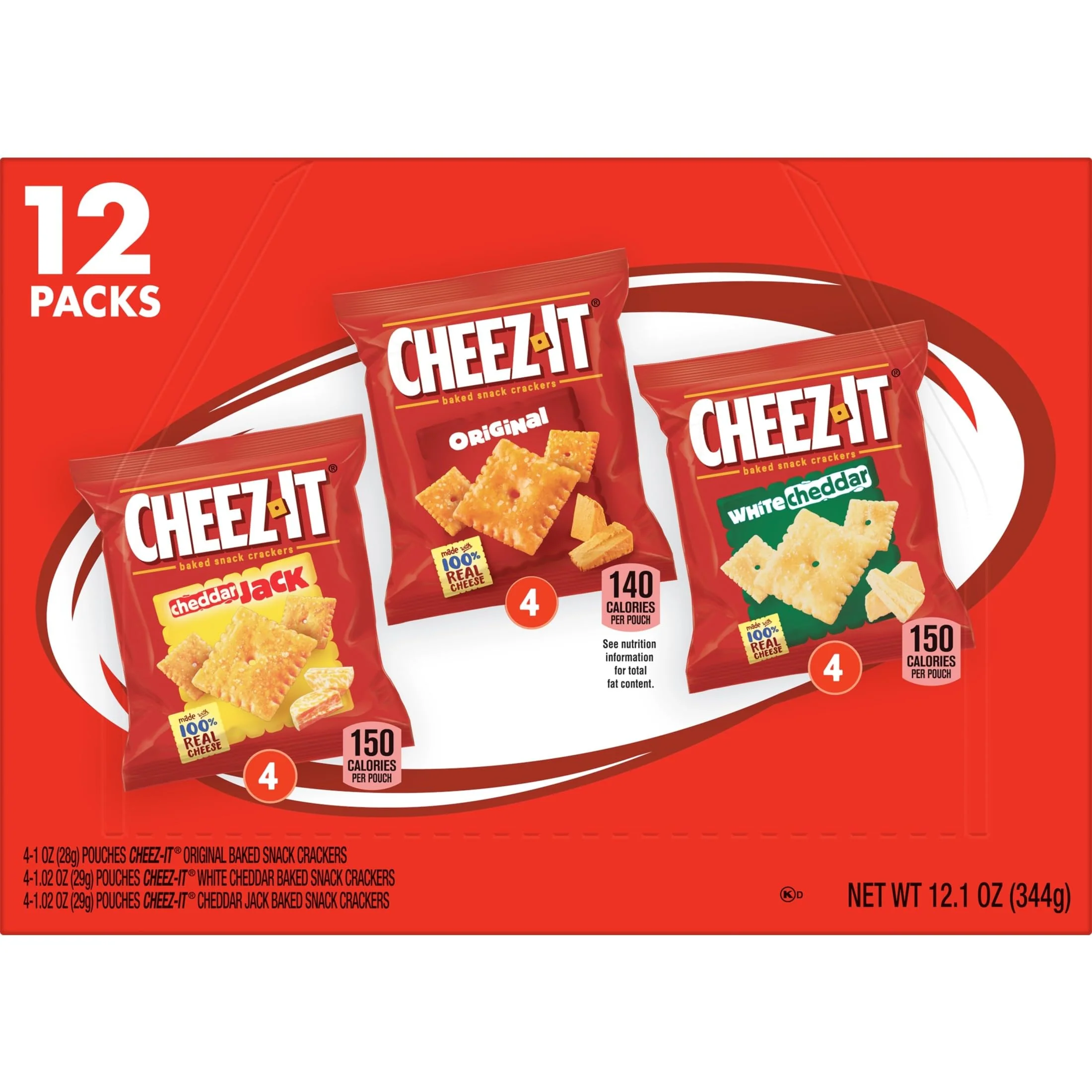 Cheez-It Cheese Crackers, Baked Snack Crackers, Lunch Snacks, Variety Pack, 12.1oz Box (12 Packs) - Image 3