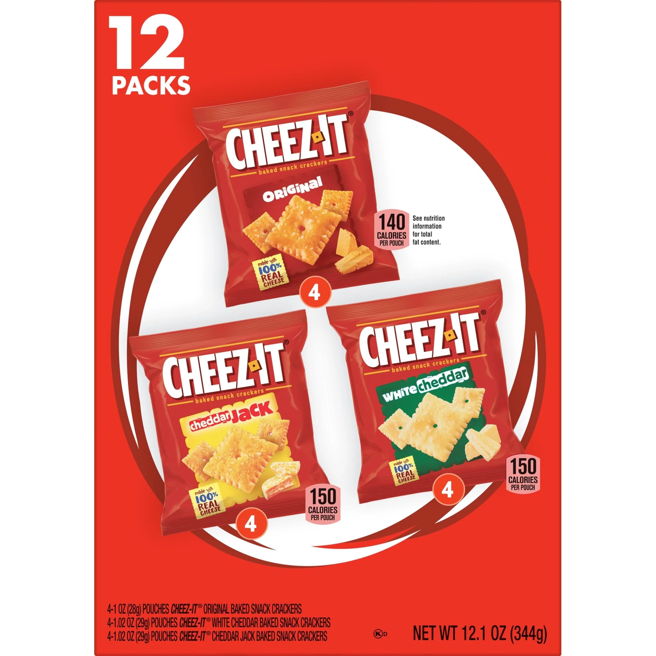 Cheez-It Cheese Crackers, Baked Snack Crackers, Lunch Snacks, Variety Pack, 12.1oz Box (12 Packs) - Image 4