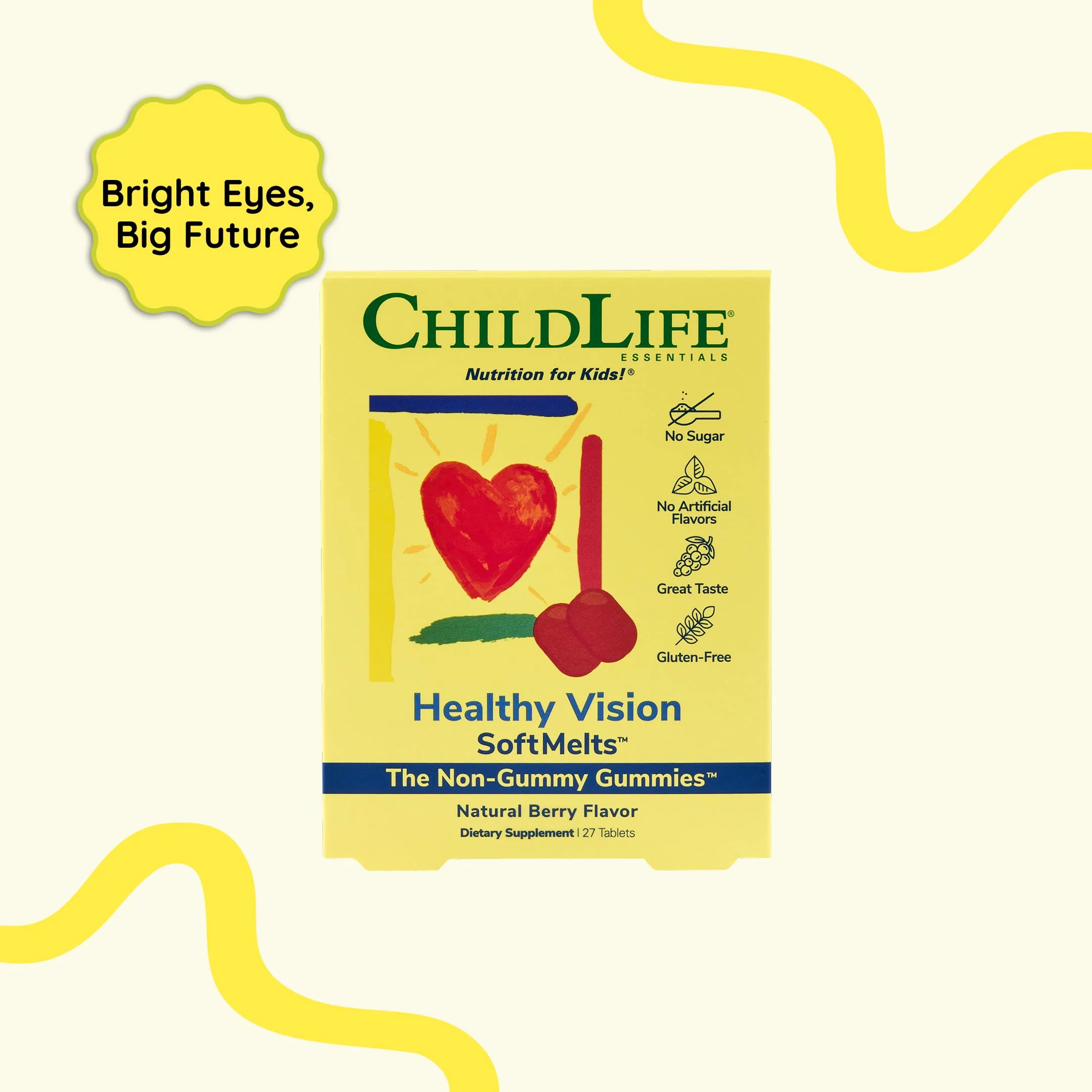 CHILDLIFE ESSENTIALS Healthy Vision SoftMelts - Eye Vitamins for Kids, Lutein Gummies, Lutein and Zeaxanthin Supplements, Eye Health Gummies, Lutein Children, Great Taste - Natural Berry, 27 Tablets - Image 3
