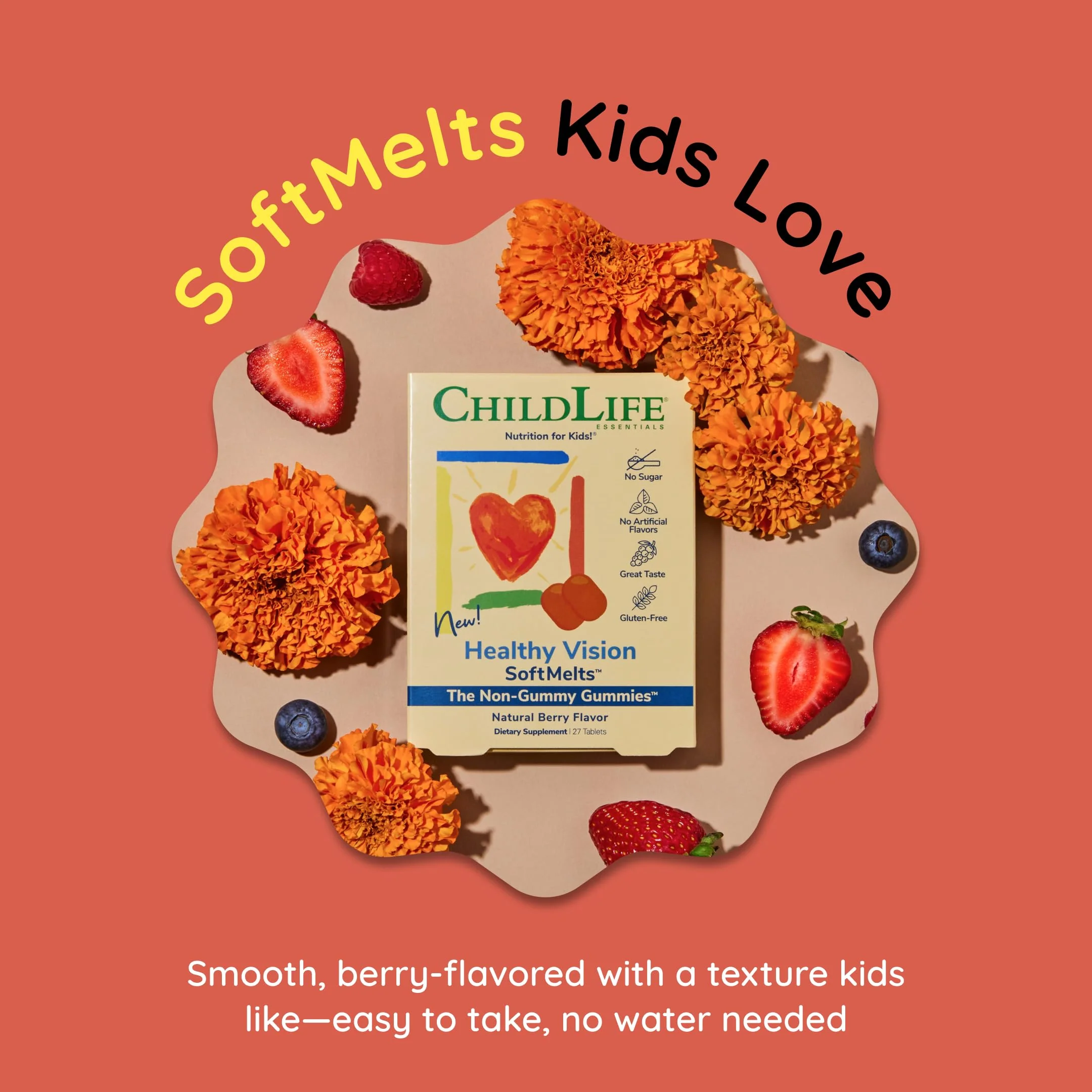 CHILDLIFE ESSENTIALS Healthy Vision SoftMelts - Eye Vitamins for Kids, Lutein Gummies, Lutein and Zeaxanthin Supplements, Eye Health Gummies, Lutein Children, Great Taste - Natural Berry, 27 Tablets - Image 7
