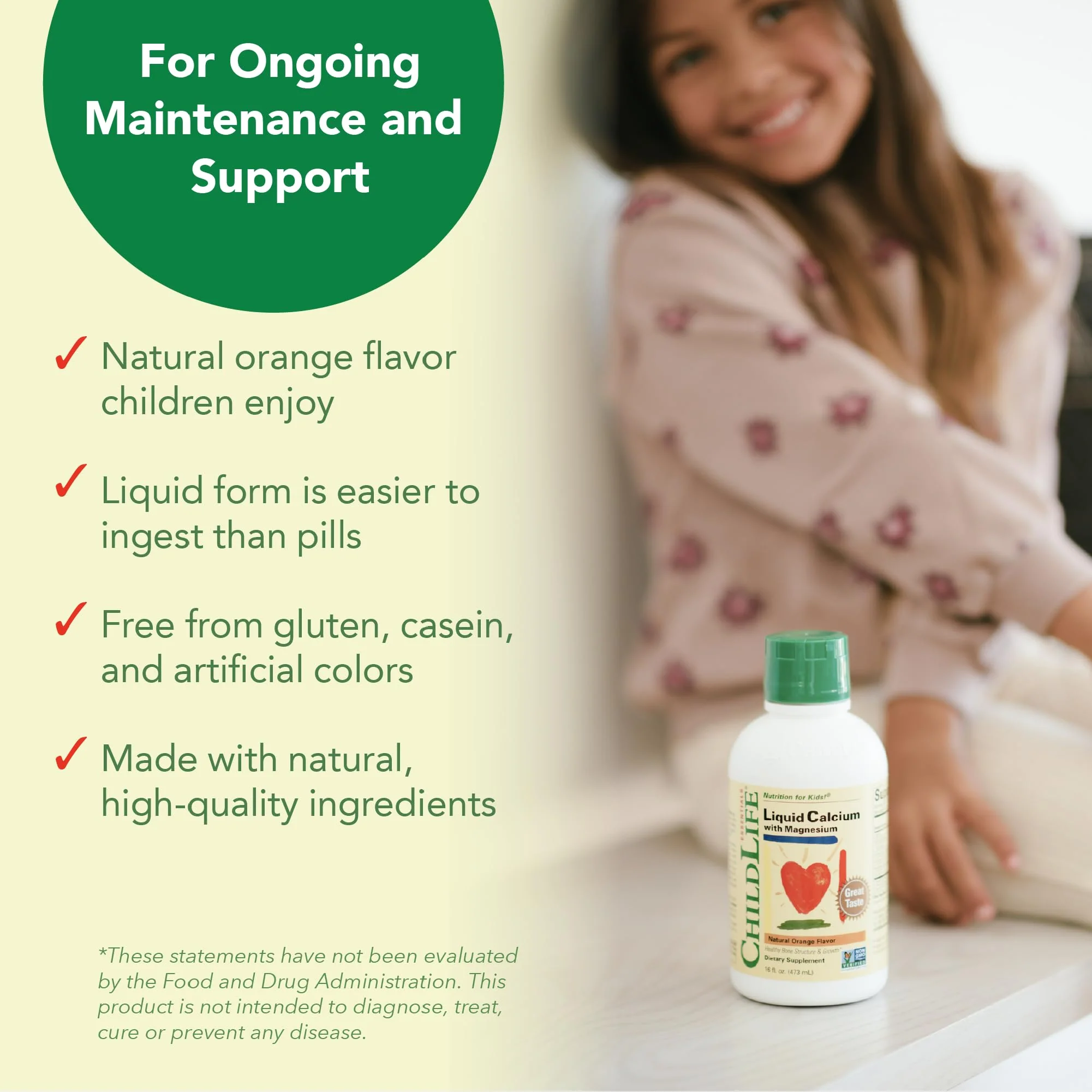 CHILDLIFE ESSENTIALS Liquid Calcium Supplement for Kids - Baby Calcium with Magnesium, Zinc, and Vitamin D3 - Orange Flavor, 16 fl oz (1 Pack) - Image 3