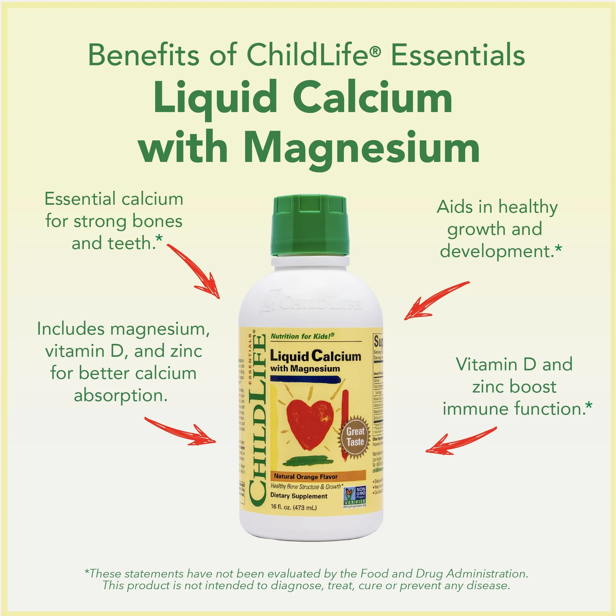 CHILDLIFE ESSENTIALS Liquid Calcium Supplement for Kids - Baby Calcium with Magnesium, Zinc, and Vitamin D3 - Orange Flavor, 16 fl oz (1 Pack) - Image 4