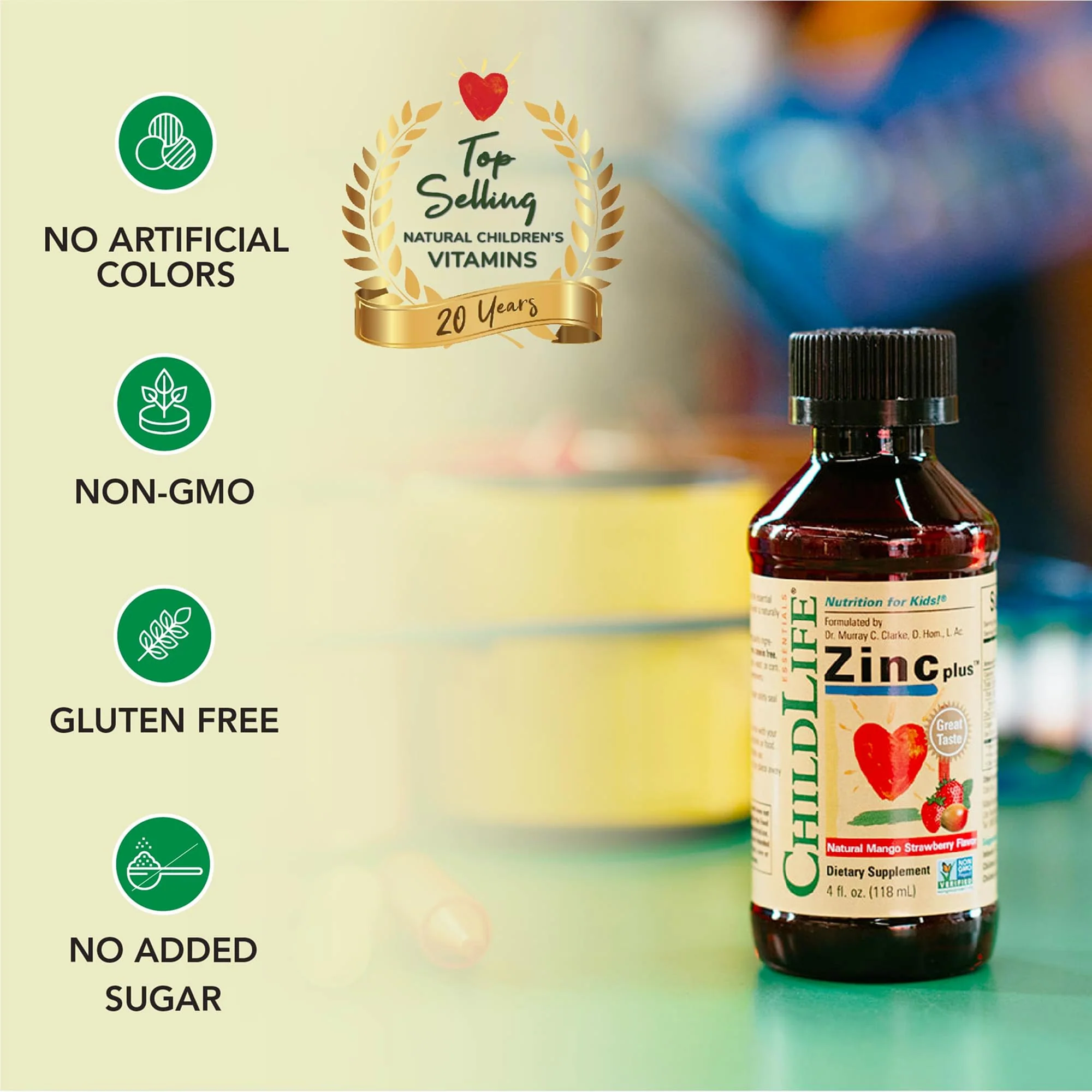 CHILDLIFE ESSENTIALS Liquid Zinc Plus for Kids & Toddler - Liquid Supplement Drops, Zinc Gluconate & Copper for Immune Support - Mango Strawberry, 4 Fl Oz (Pack of 1) - Image 5