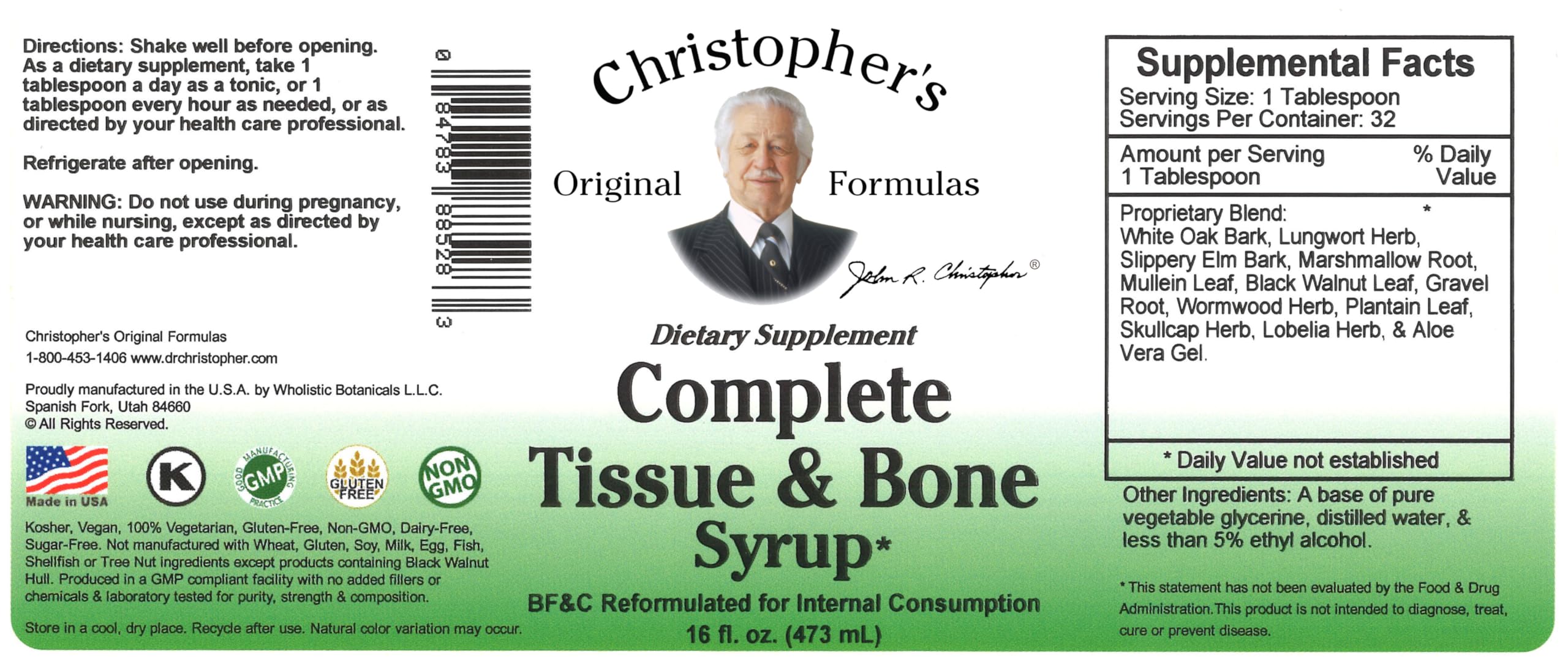 Christopher's Original Formulas Complete Tissue and Bone Syrup – Traditional Herbal Blend to Support Bones, Tissue & Cartilage, Liquid Botanical Formula, 16 oz - Image 2