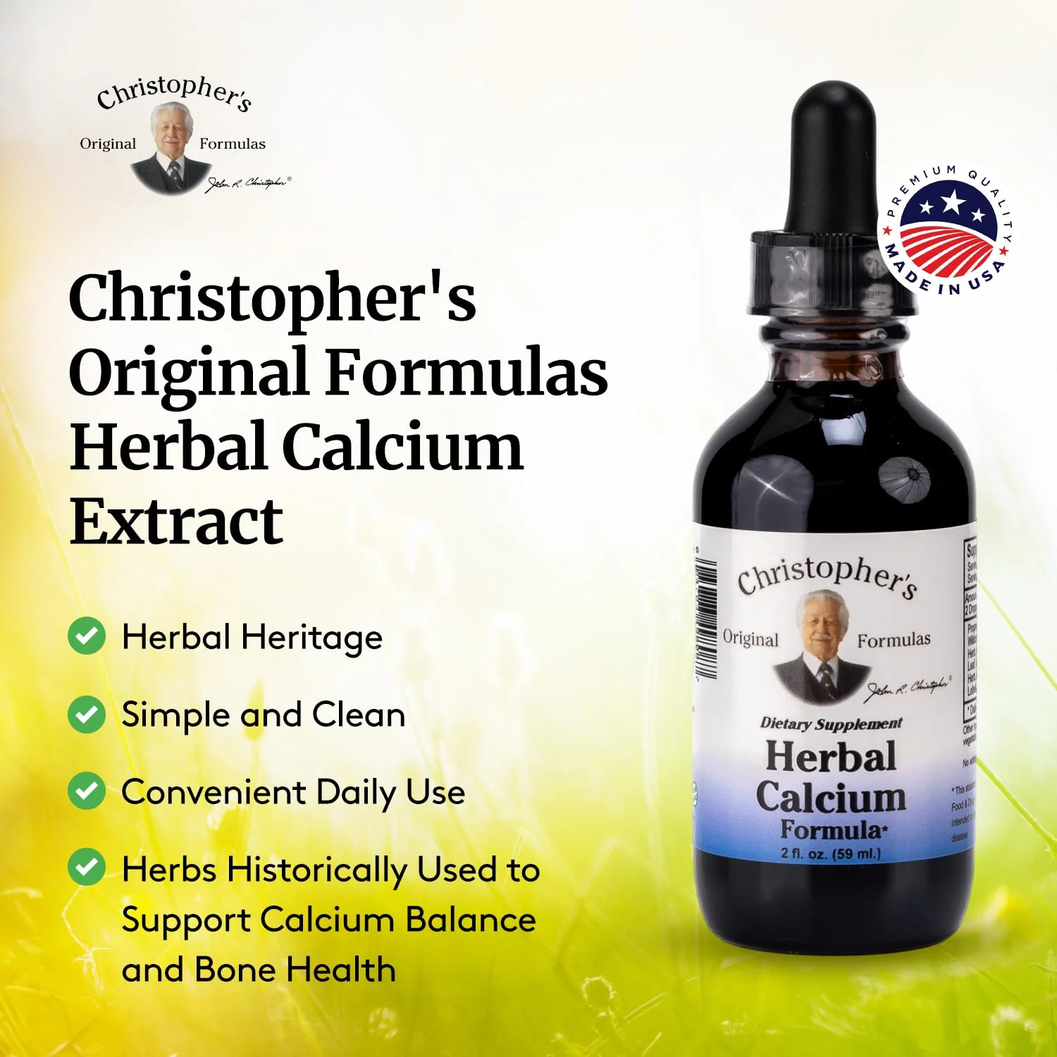 Christopher's Original Formulas Herbal Calcium Extract, Natural Bone Health Support, 2 oz - Image 2