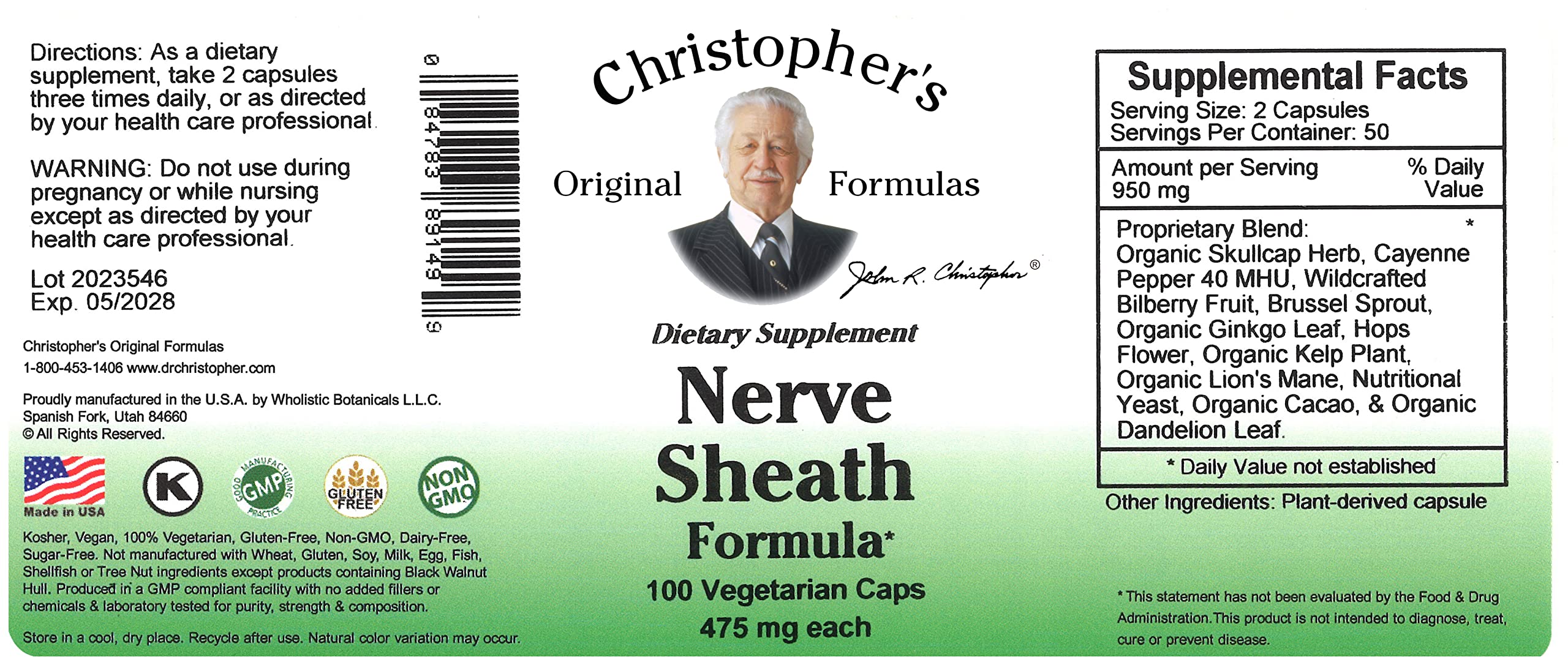 Christopher's Original Formulas Nerve Sheath Formula Capsule 100 ct. - Image 2