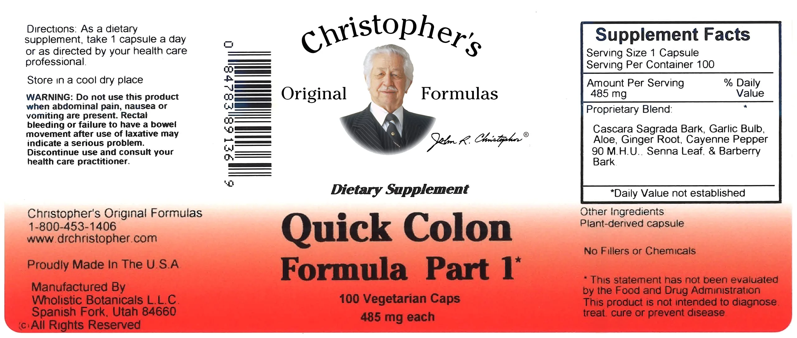 Christopher's Original Formulas Quick Colon Part 1, Colon Health Support, 100 Veg Caps - Image 2