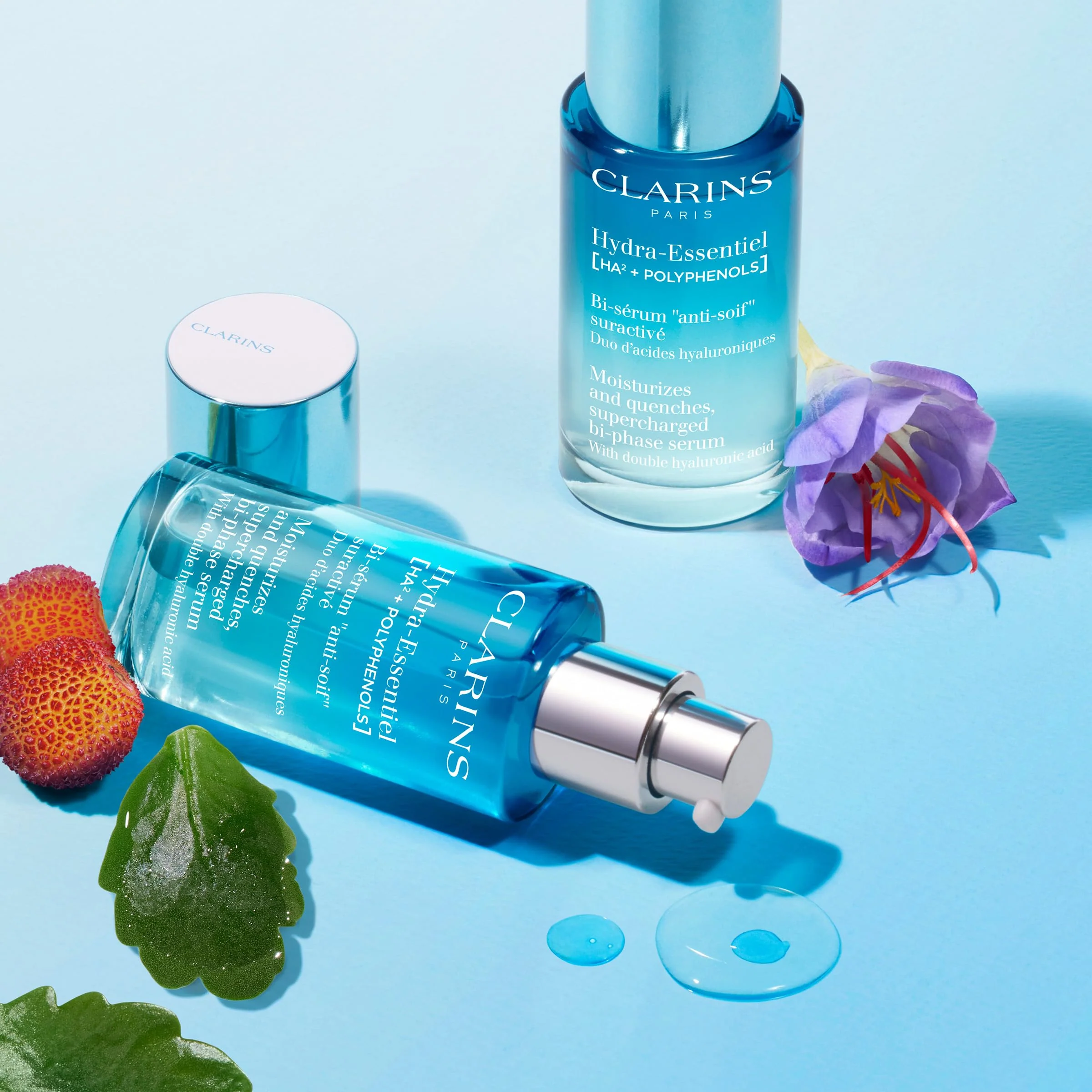 Clarins Hydra-Essentiel Bi-Phase Face Serum | Intense Hydrating Serum| 60 Seconds to Plumper Skin* | 24H Hydration* | Double Dose Of Hyaluronic Acid | Lightweight | All Skin Types | 1 Fl Ounce - Image 2