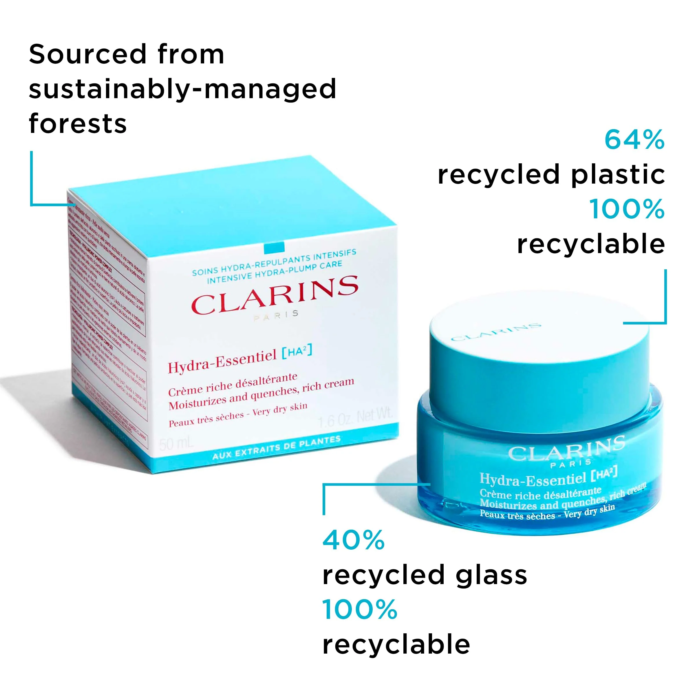 Clarins Hydra-Essentiel Rich Cream|Intensely Hydrating Moisturizer|60 Seconds to Plumper Skin*|Nourishes, Softens and Soothes|Double Dose Hyaluronic Acid|Very Dry Skin Type|1.7 Ounces - Image 4