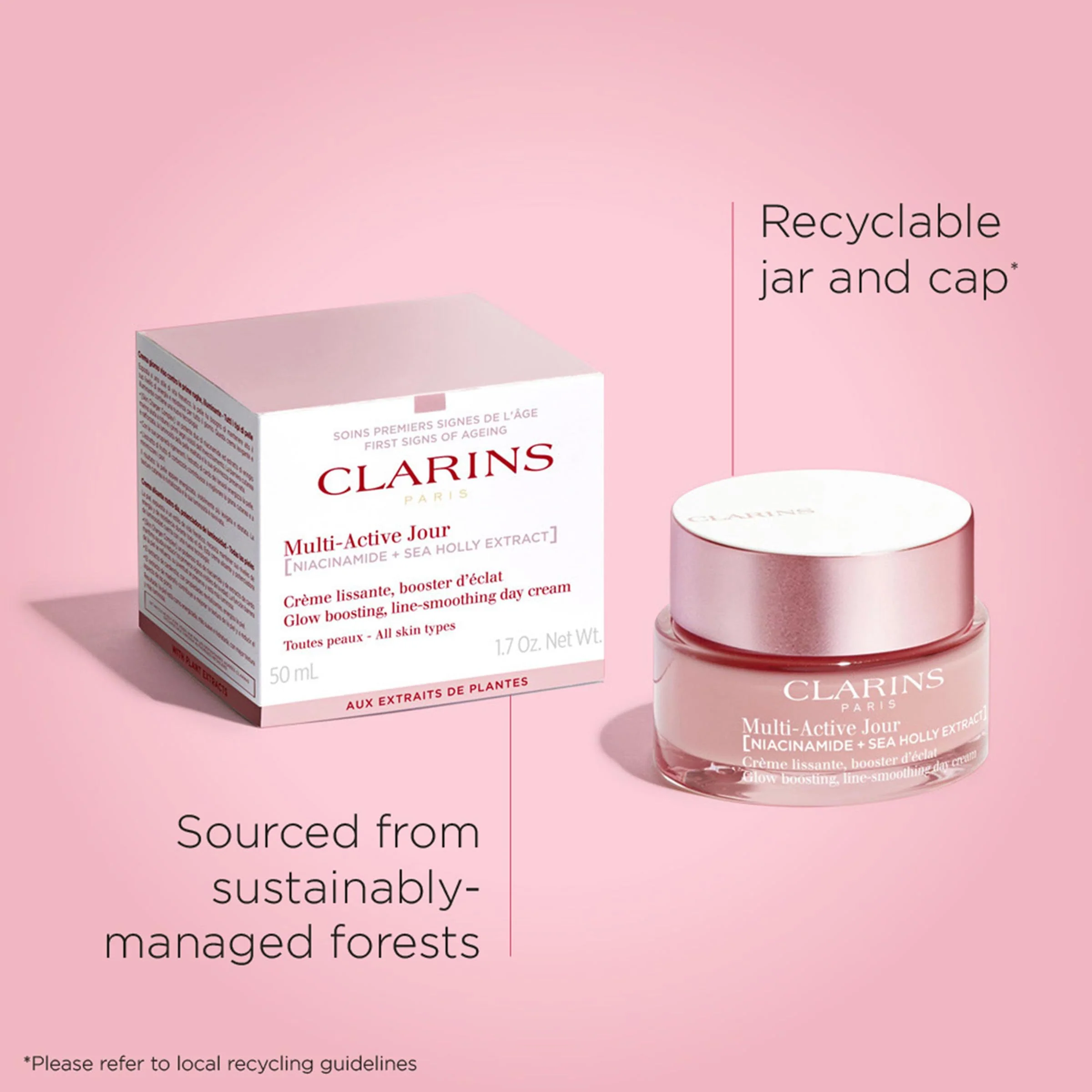 Clarins Multi-Active Day Moisturizer with Niacinamide | Smooth Fine Lines | Visibly Tighten Pores | Even Tone and Texture | Boost Glow | Strengthen Moisture Barrier | All Skin Types | 1.7 Ounces - Image 5