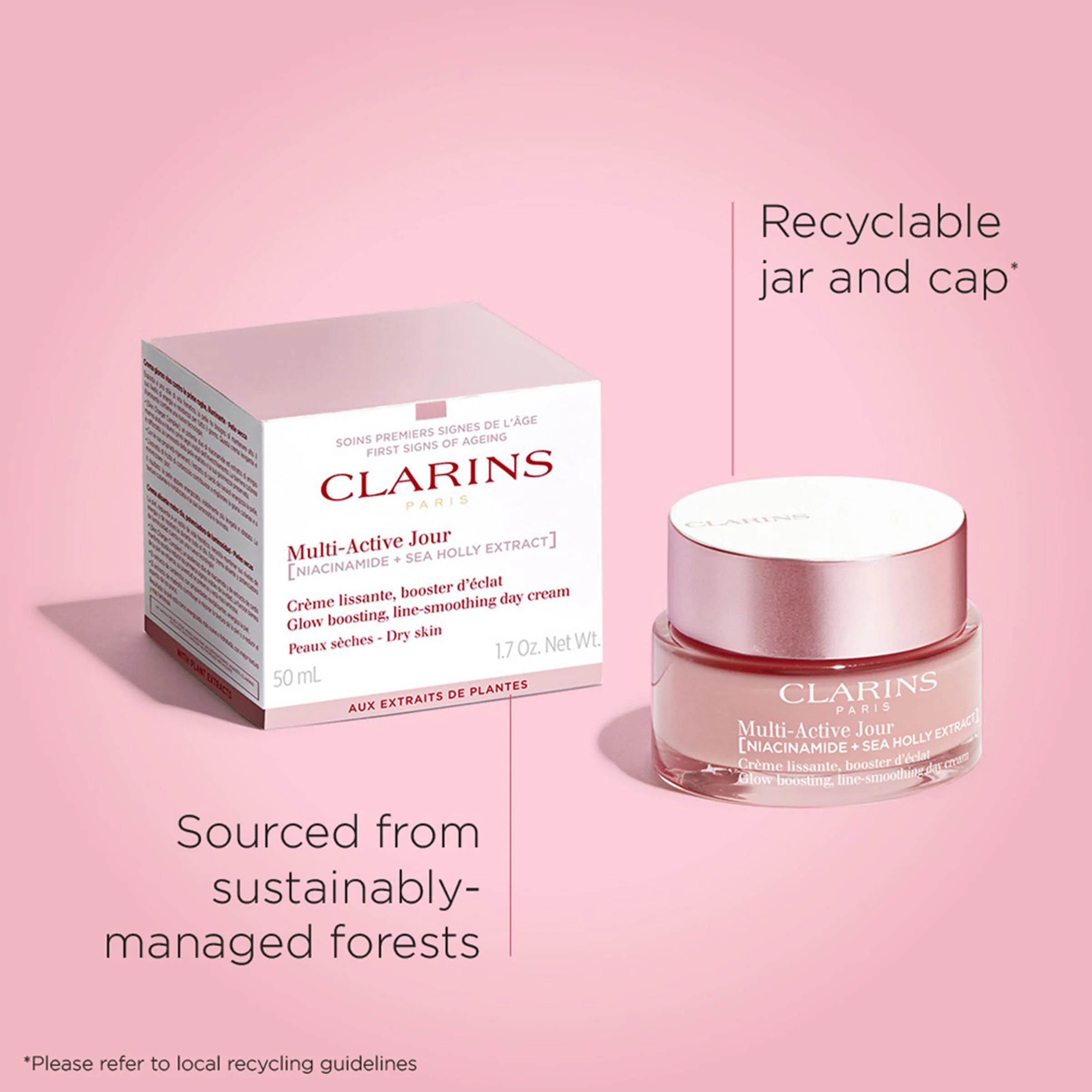 Clarins Multi-Active Day Moisturizer with Niacinamide | Smooth Fine Lines | Visibly Tighten Pores | Even Tone and Texture | Boost Glow | Strengthen Moisture Barrier | Dry Skin Type | 1.7 Ounces - Image 4