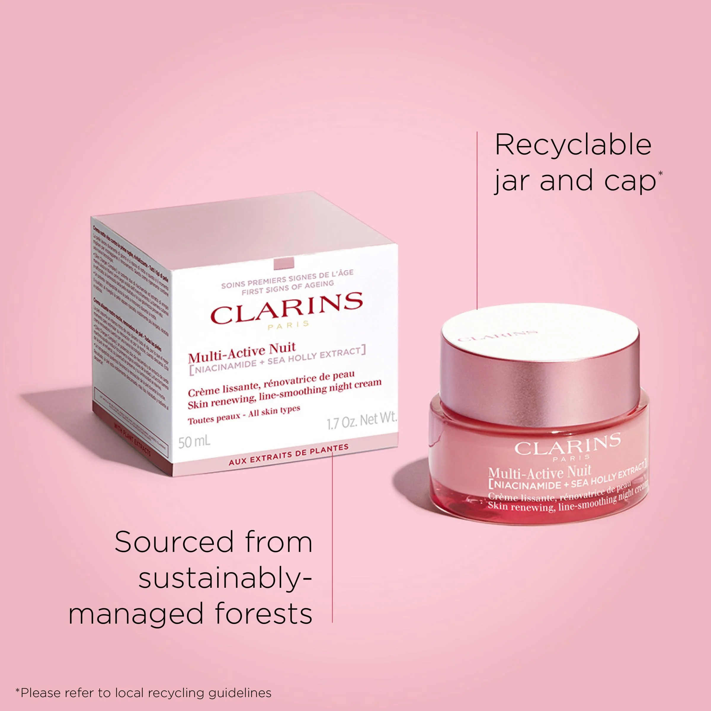 Clarins Multi-Active Renewing Night Moisturizer with Niacinamide | Smooth Fine Lines | Visibly Tighten Pores | Even Tone and Texture | Boost Glow | Strengthen Moisture Barrier | All Skin Types - Image 4