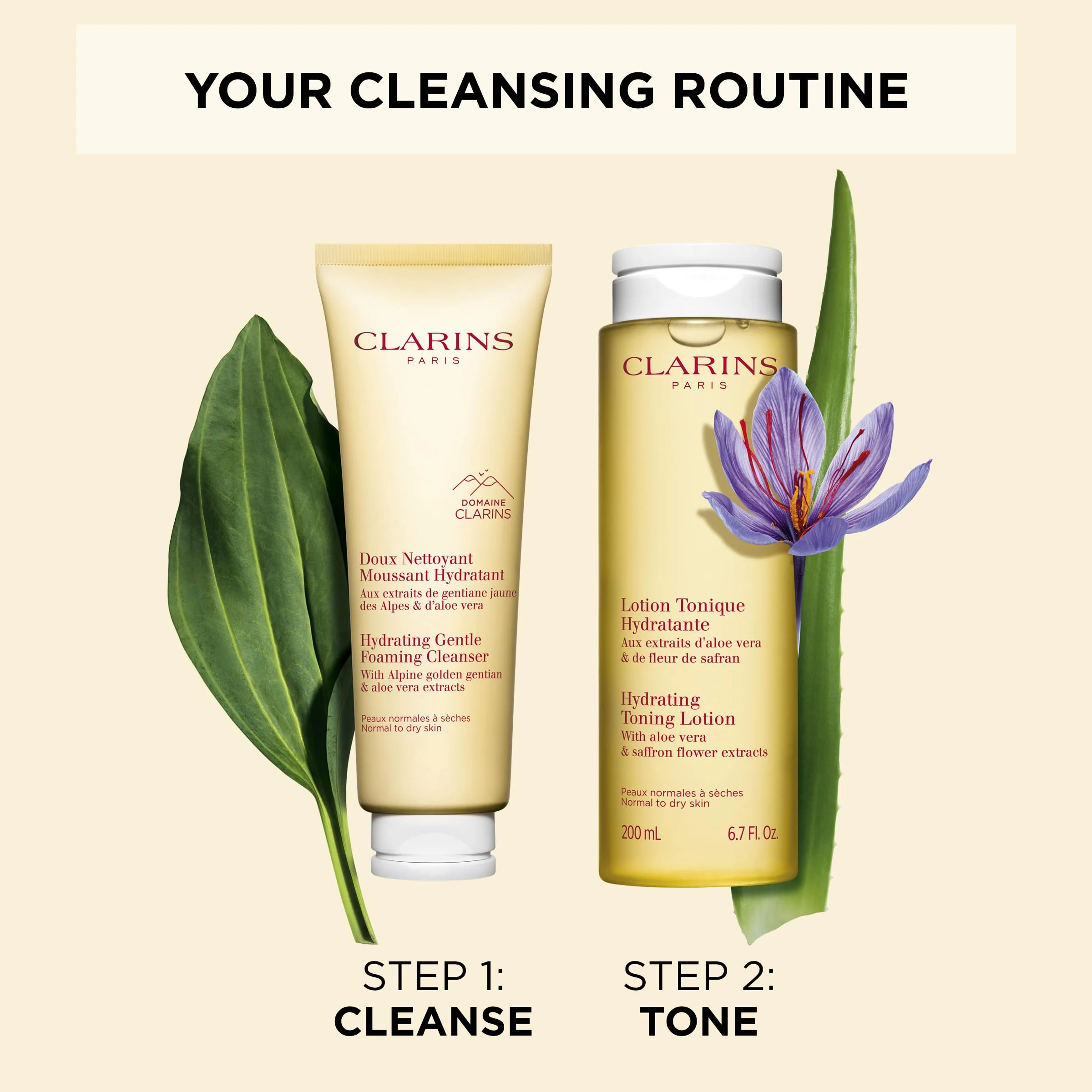 Clarins NEW Hydrating Gentle Foaming Face Cleanser | Cleanses, Soothes, and Softens | Contains Aloe Vera to Boost Hydration | Soap-Free | SLS-Free| Normal To Dry Skin Types | 4.2 Ounces (Pack of 2) - Image 3