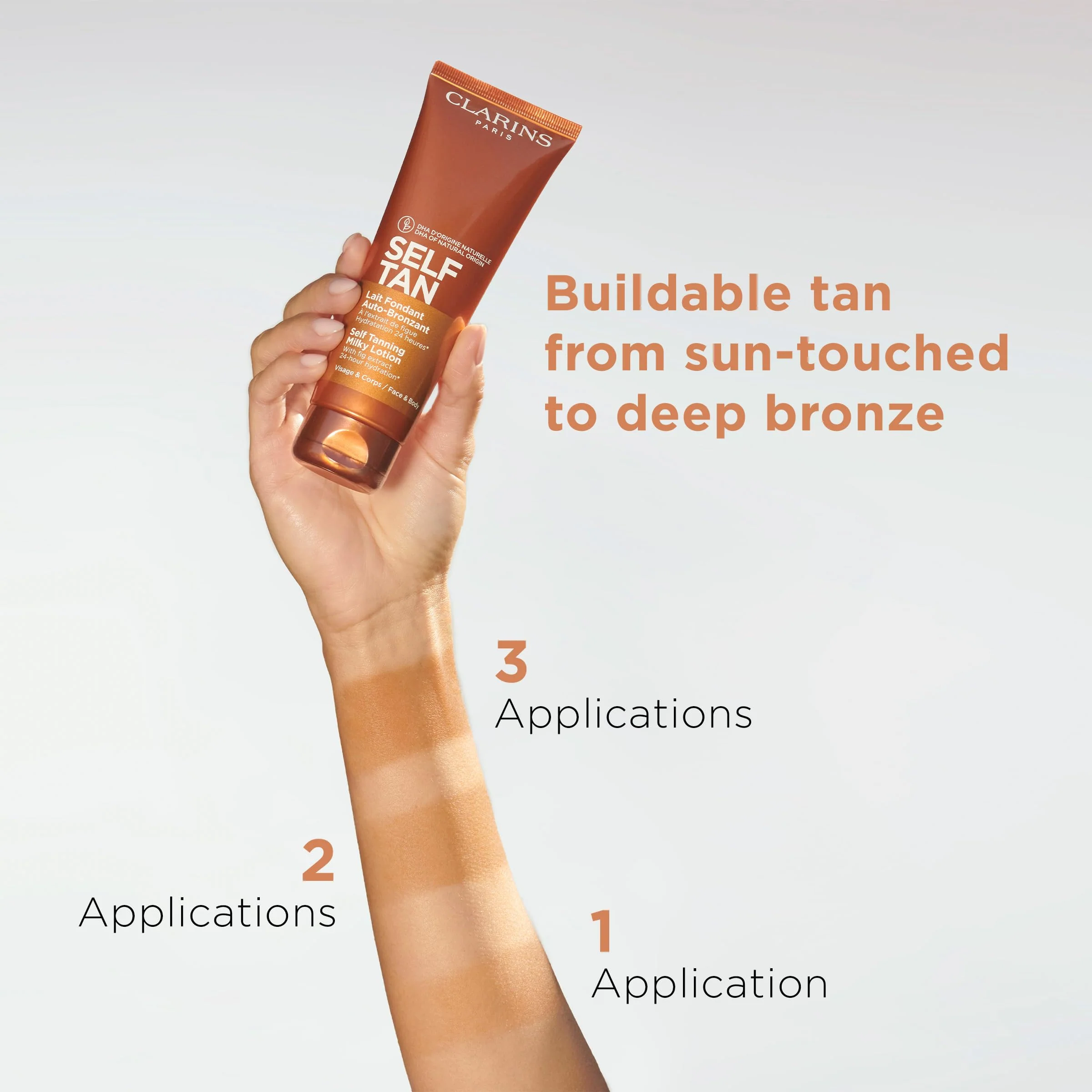 Clarins Self Tanning Milky Lotion | Self Tanner For Face and Body | Natural, Long-Lasting, Streak-Free, Sun-Kissed Glow and 24-Hour Hydration* | Non-Staining | Contains Glycerin | 4.2 Ounces - Image 6