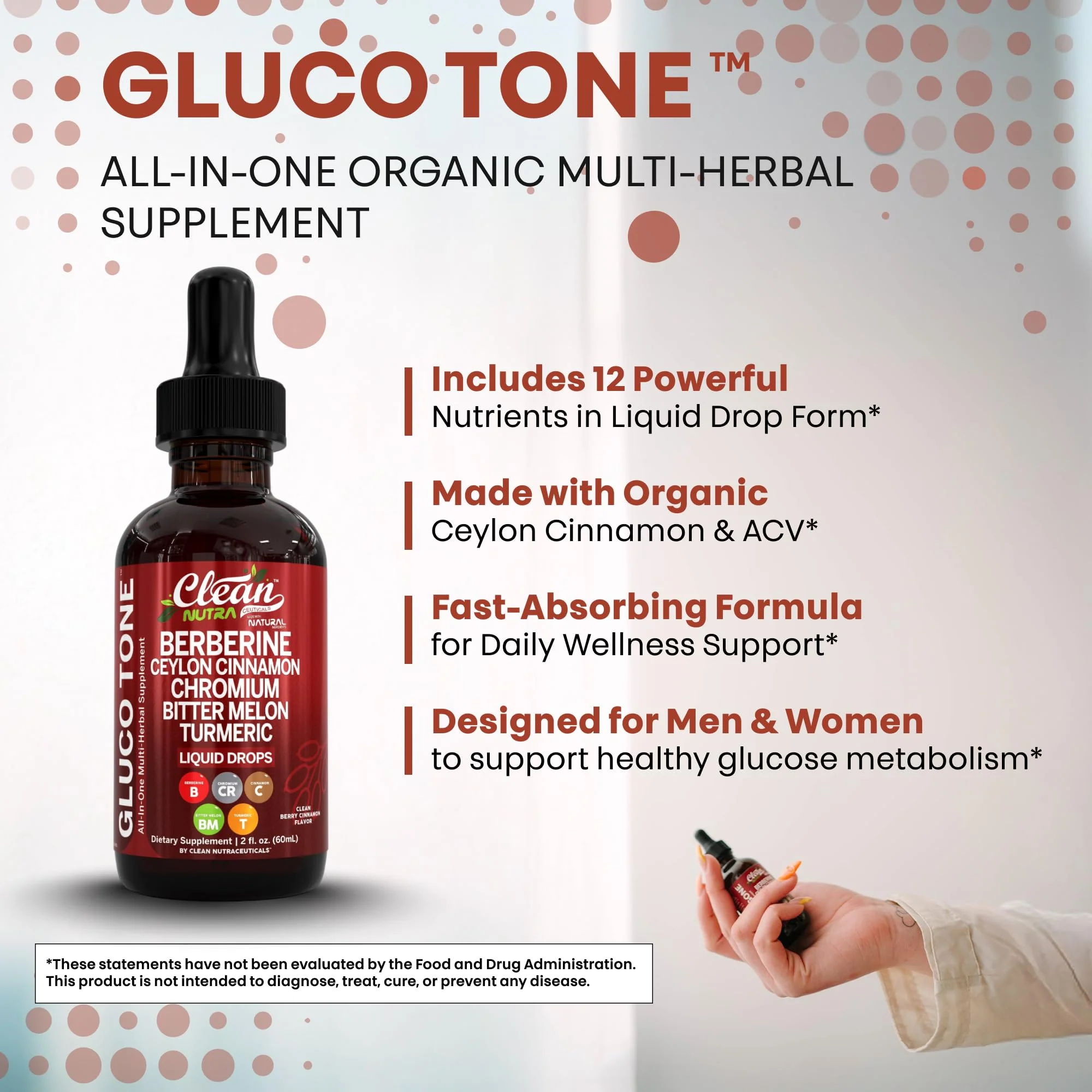 Clean Nutra Berberine with Ceylon Cinnamon Supplement Liquid Drops + Bitter Melon Extract, Glucomannan, Gymnema, Chromium, Turmeric, Organic Panax Ginseng, Moringa GLP-1 Support - Image 5