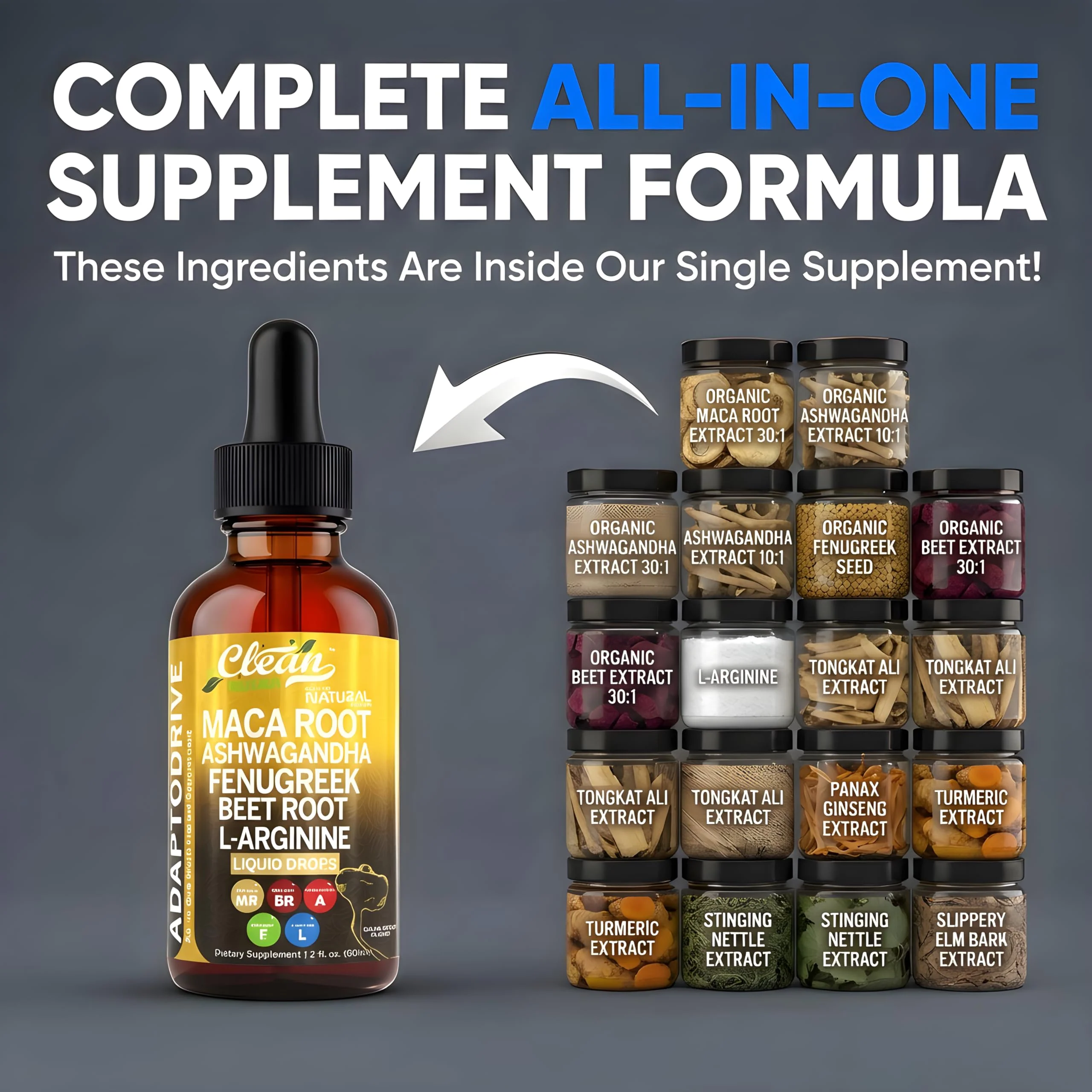 Clean Nutra Organic Maca Root Liquid Drops with Ashwagandha, Fenugreek, Beet Root and L-Arginine Liquid Multivitamin for Women and Men - Adapto Drive - Image 7