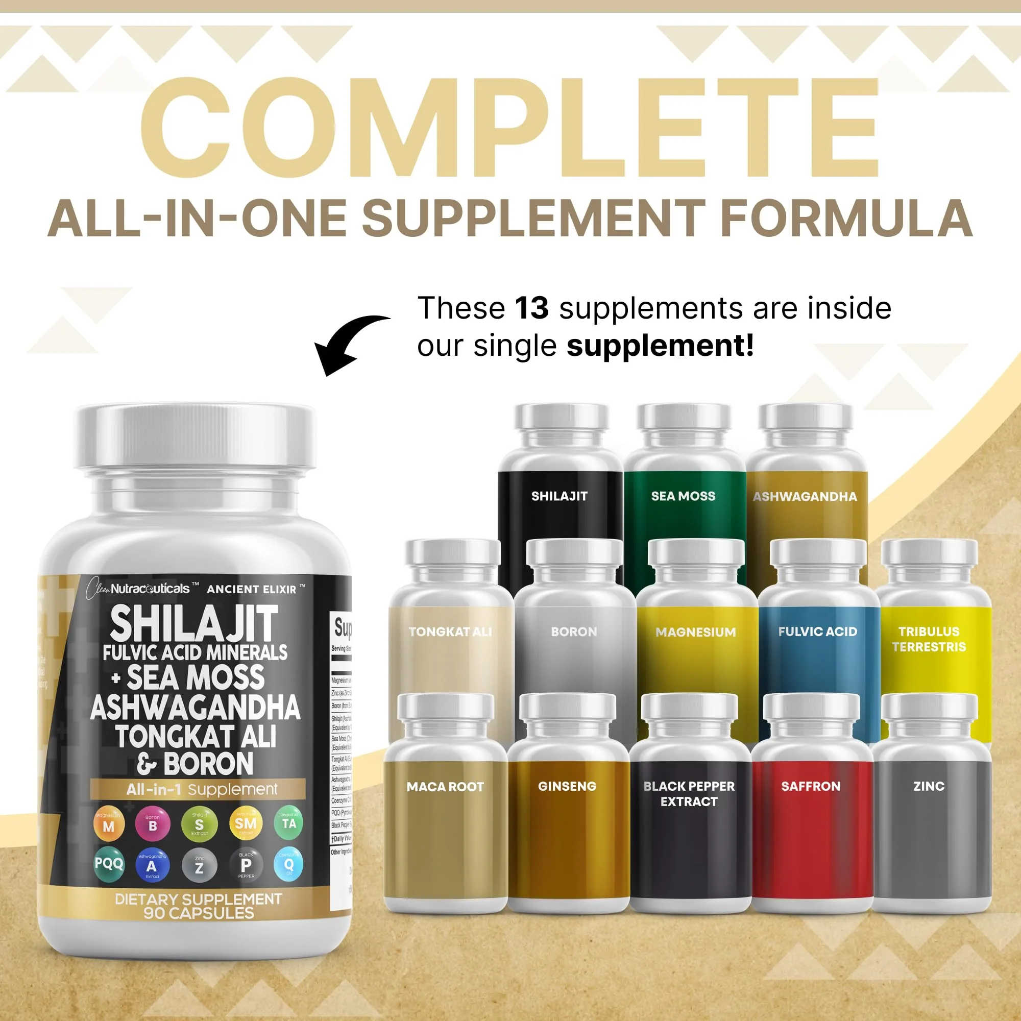 Clean Nutraceuticals Shilajit Supplement for Men with Sea Moss, Tongkat Ali, Ashwagandha, Boron, Zinc, CoQ10, PQQ - Fulvic Acid Capsules - Energy Support - 90 Count - Resin, Gummy & Powder Alternative - Image 9