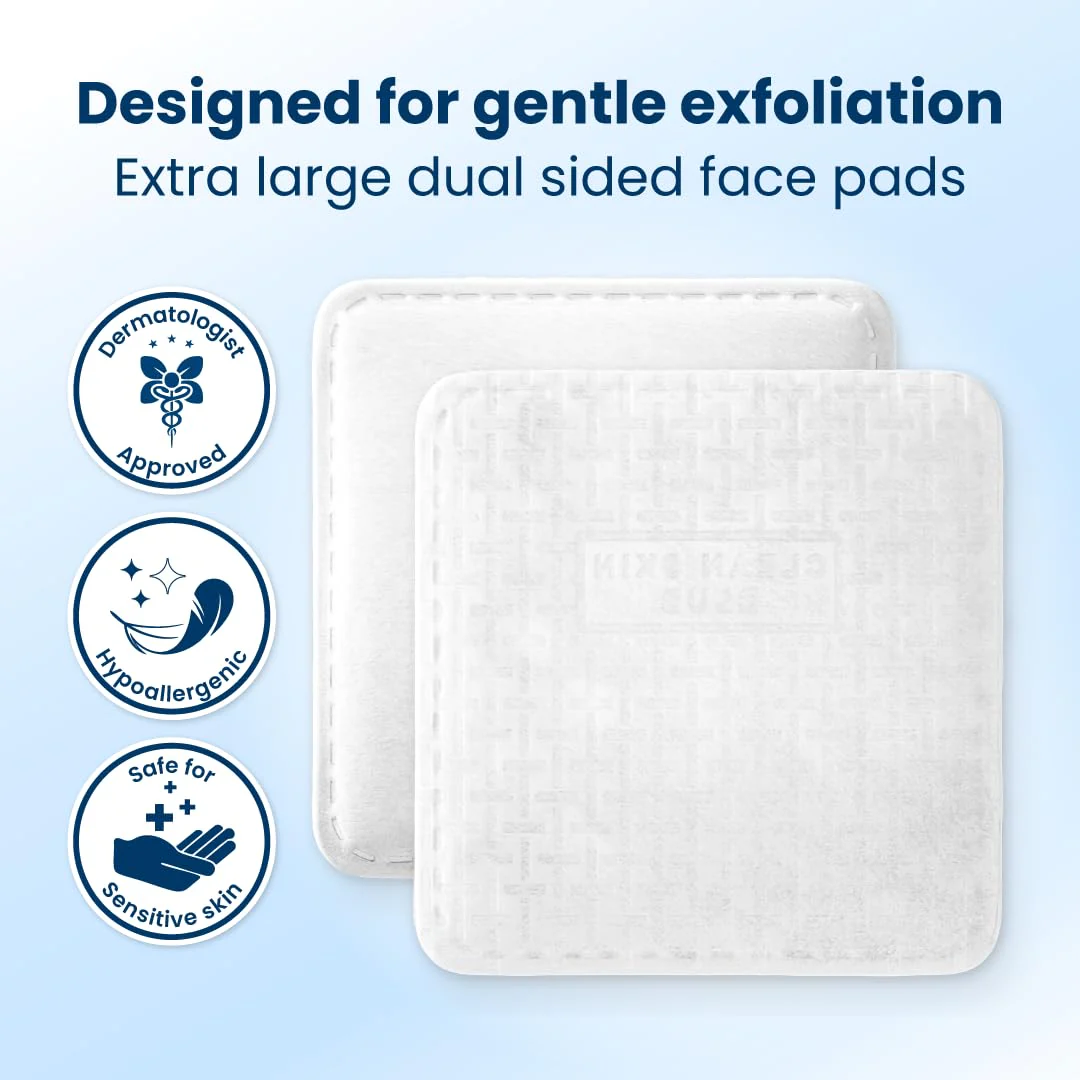 Clean Skin Club Clean² Pads 2.0 [New & Improved Edges] Guaranteed Not to Shed & Tear, Unique Triple Layers, Textured Side & Ultra Soft Side, Organic Disposable Cotton, Pair with Makeup Remover 2 Pack - Image 7