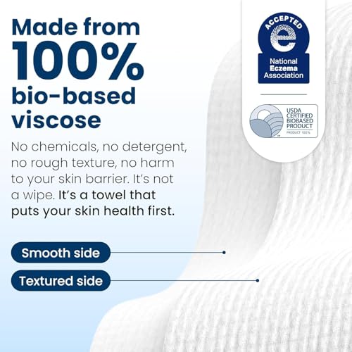Clean Skin Club Clean Towels®, 100% USDA Biobased Face Towel, Disposable Face Towelette, Eczema Association Accepted, Makeup Remover Dry Wipes, Ultra Soft, 25 ct per pack, 2 Packs, 50 Ct Total - Image 3