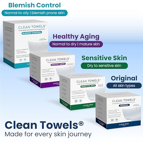Clean Skin Club Clean Towels XL®, 100% USDA Biobased Face Towel, Disposable Face Towelette, Eczema Association Accepted, Makeup Remover Dry Wipes, Ultra Soft, 50 ct per pack, 2 Packs, 100 Ct Total - Image 3