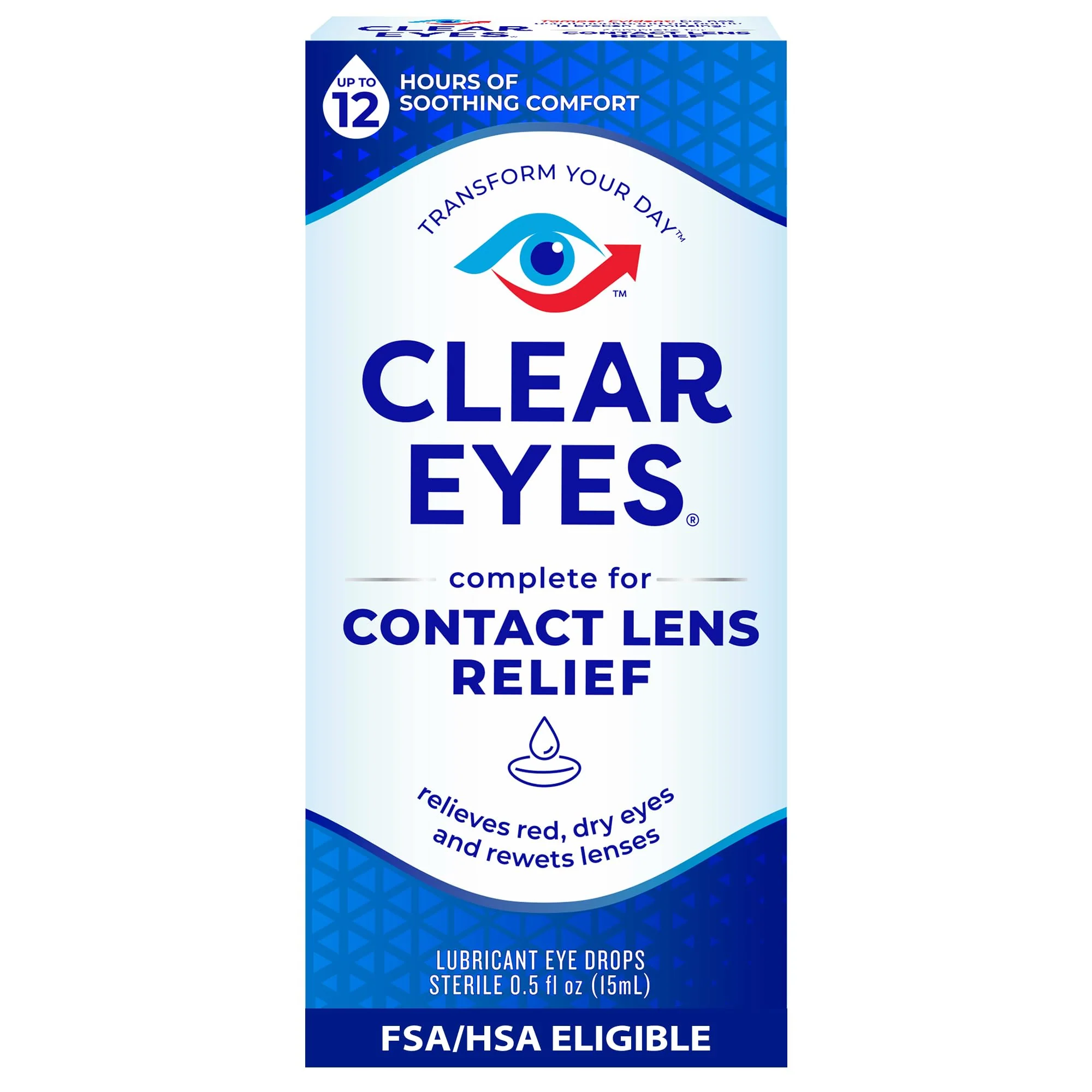 Clear Eyes Contact Lens Relief Eye Drops, 0.5 Fl Oz