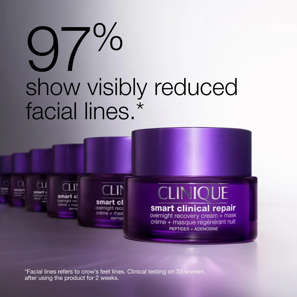 Clinique Smart Clinical Repair Anti Aging Overnight Recovery Face Cream + Mask For All Skin Types | With Hyaluronic Acid + Peptides | Hydrating | Repairs Lines + Wrinkles, 1.7 Fl Oz - Image 7