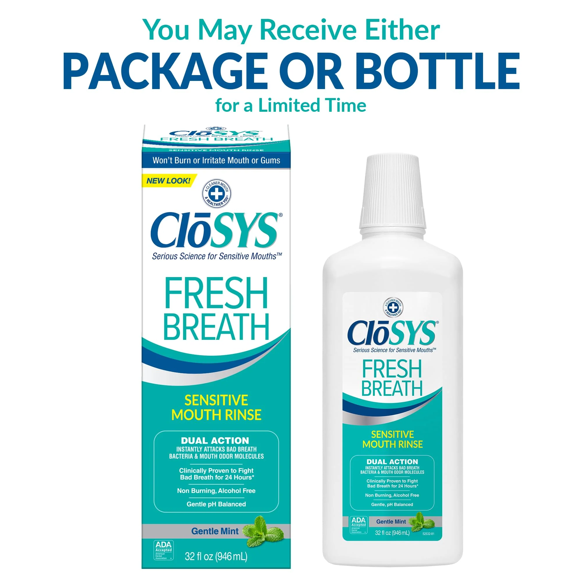 CloSYS Mouthwash, 32 Ounce, Fresh Breath Mouthwash, Gentle Mint, Alcohol Free, Dye Free, pH Balanced Mouth Wash, Helps Soothe Entire Mouth, Fights Bad Breath - Image 4
