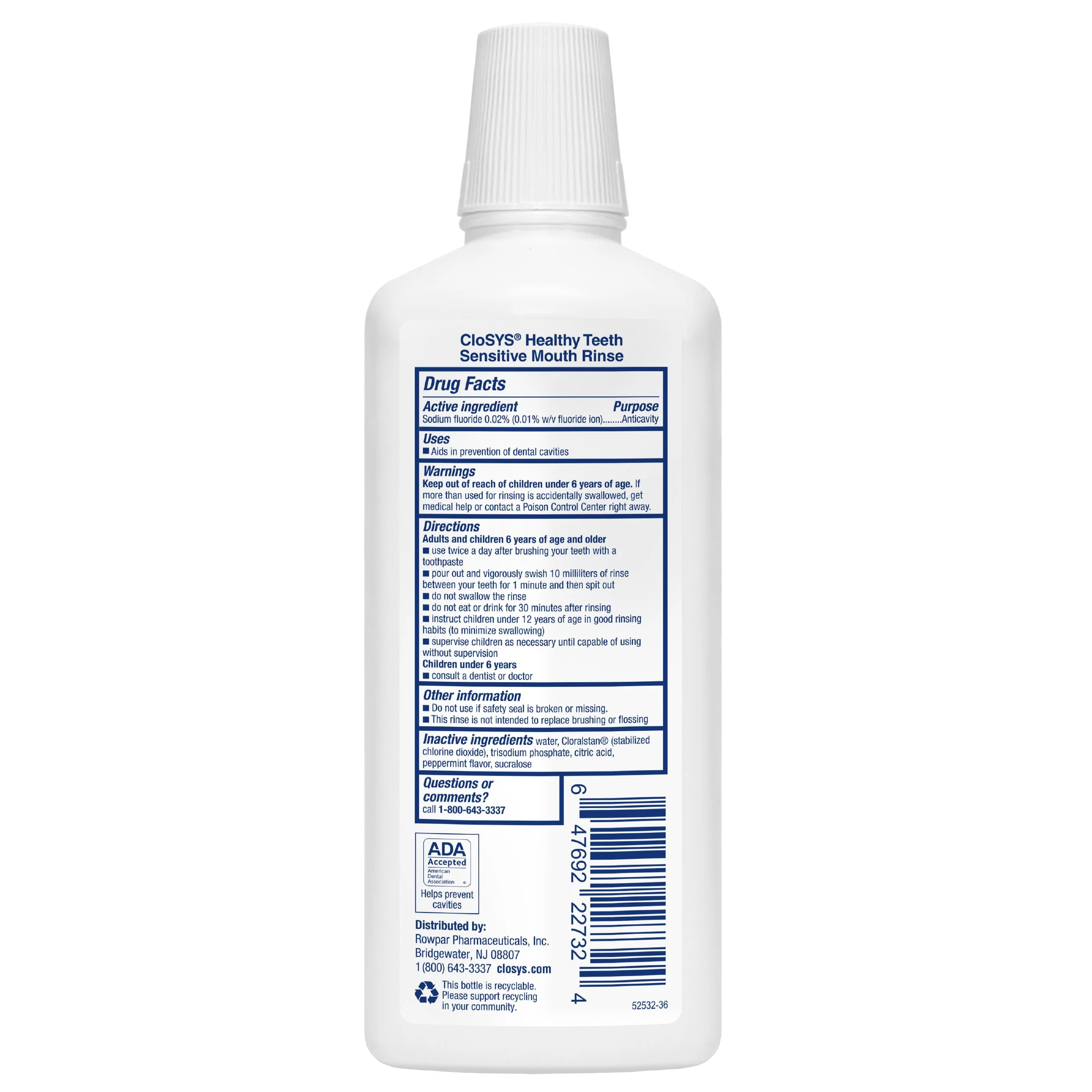 CloSYS Silver Healthy Teeth Anti-Cavity Oral Rinse, 32 Fl Oz, Fluoride Mouthwash For Adults, Non-Burning, Non-Irritating - Image 2