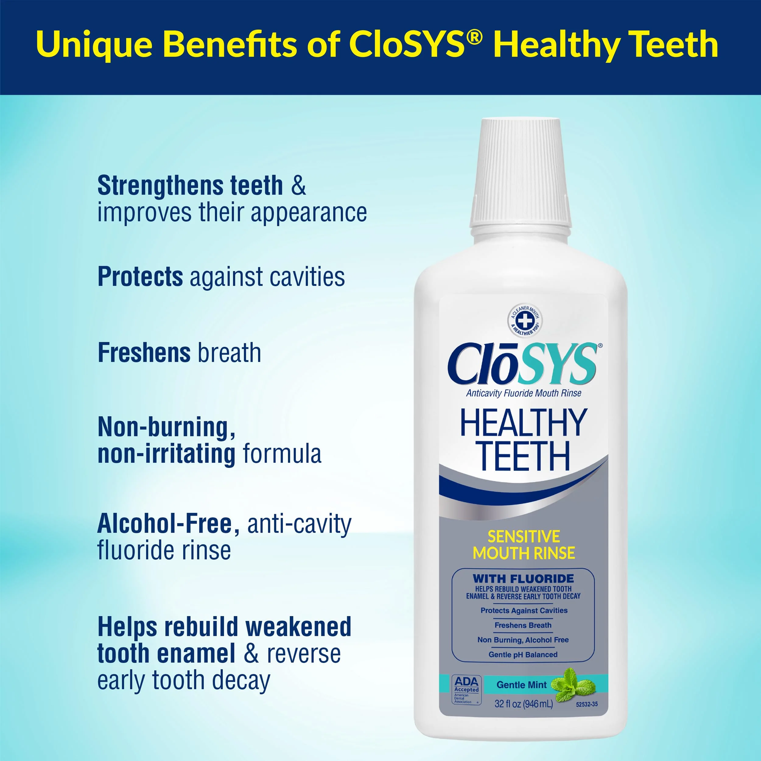 CloSYS Silver Healthy Teeth Anti-Cavity Oral Rinse, 32 Fl Oz, Fluoride Mouthwash For Adults, Non-Burning, Non-Irritating - Image 6