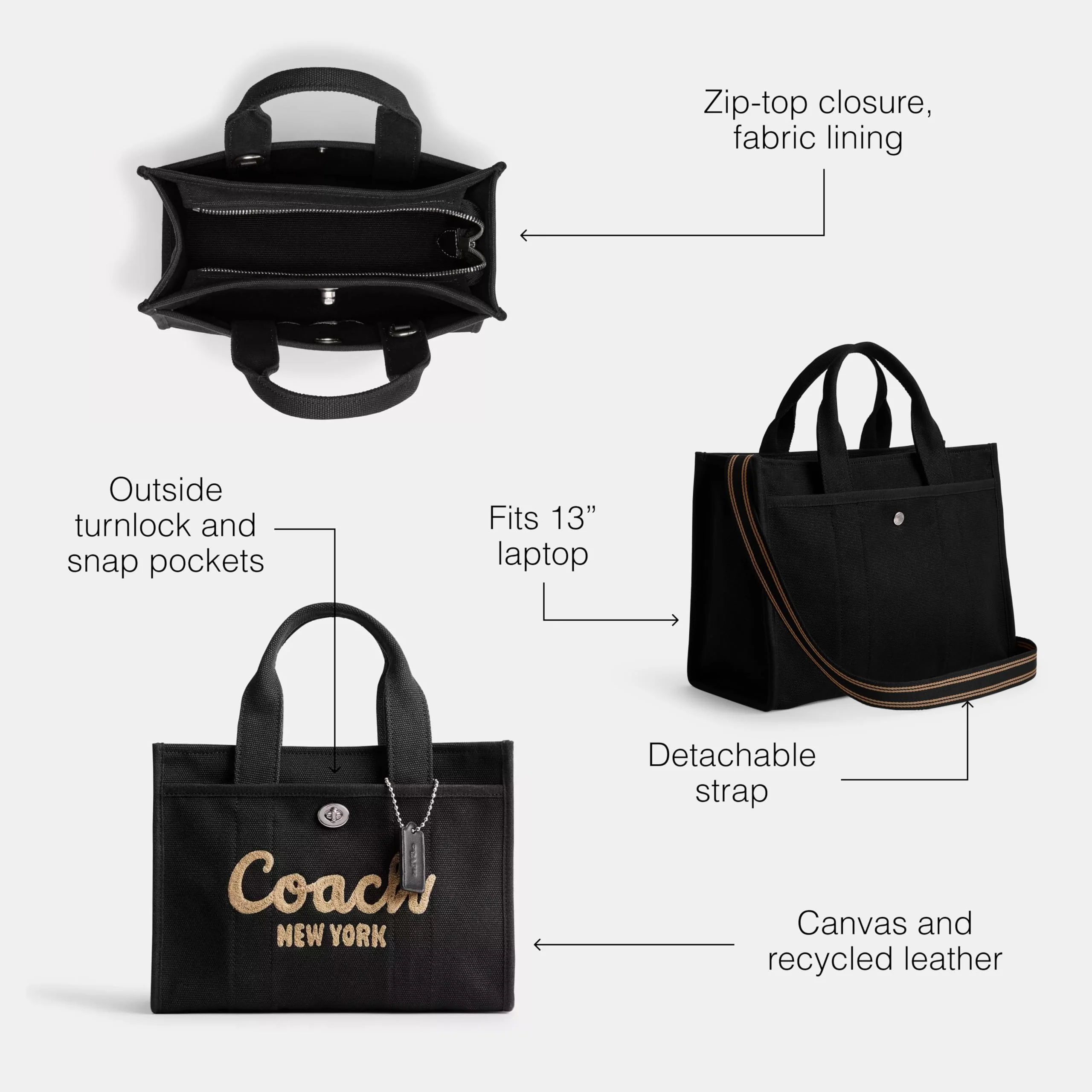 COACH Cargo Tote Black One Size - Image 4