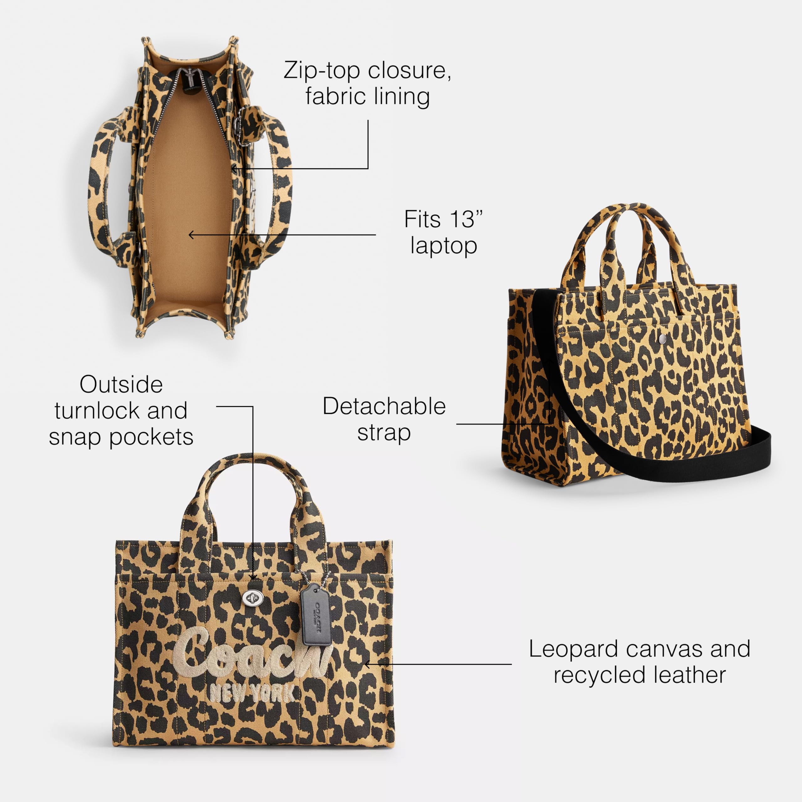 Coach Cargo Tote with Leopard Print Leopard One Size - Image 4
