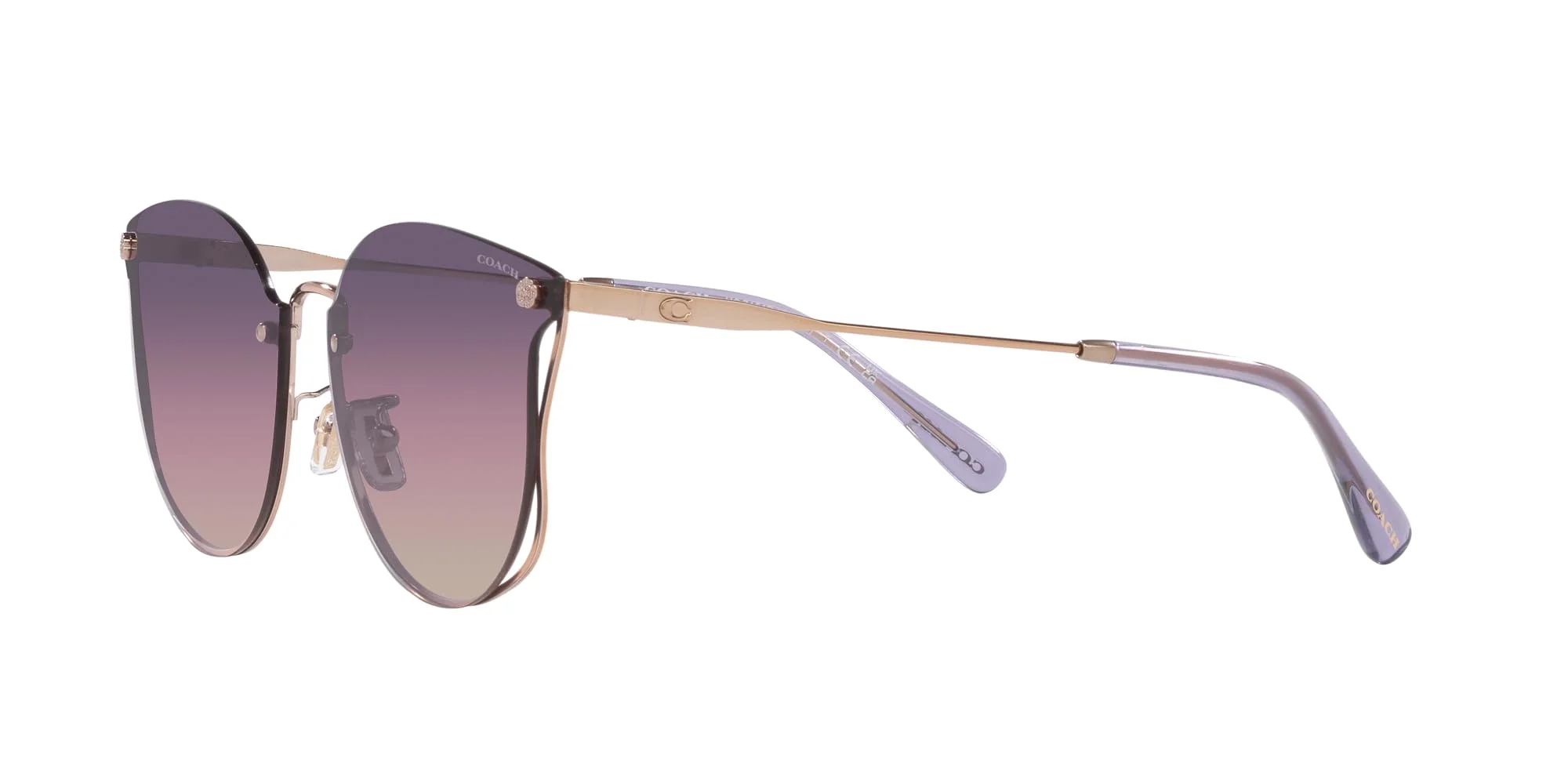 Coach HC7151D Sunglasses, Shiny Rose Gold/Transparent Purple, 63 mm - Image 6