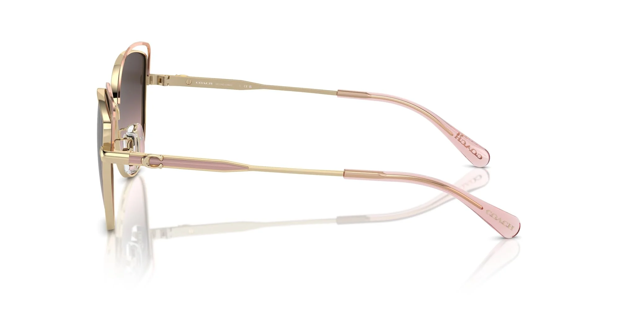 COACH HC7162 Sunglasses, Shiny Light Gold/Rose/Grey Pink Gradient, 57 mm - Image 4