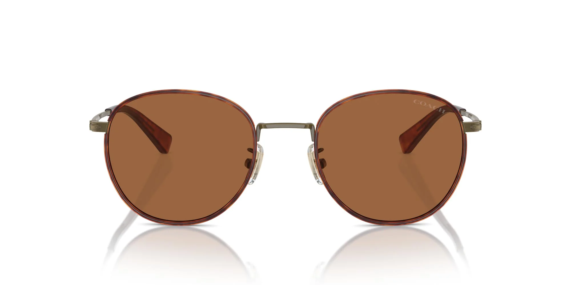 COACH HC7163 Sunglasses, Antique Gold/Amber Tortoise/Amber Solid, 52 mm
