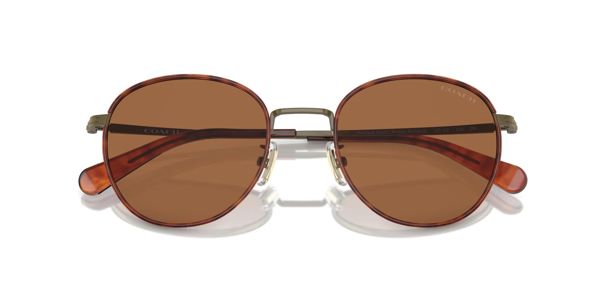 COACH HC7163 Sunglasses, Antique Gold/Amber Tortoise/Amber Solid, 52 mm - Image 3