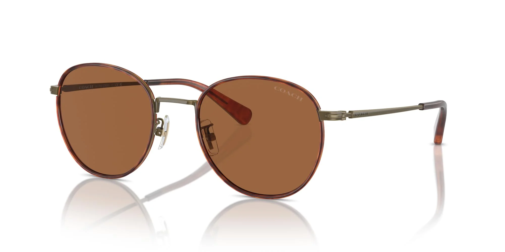 COACH HC7163 Sunglasses, Antique Gold/Amber Tortoise/Amber Solid, 52 mm - Image 6