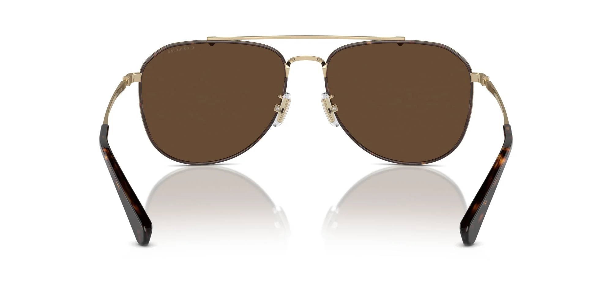 COACH HC7164 Sunglasses, Light Gold/Dark Tortoise/Dark Brown Solid, 59 mm - Image 4